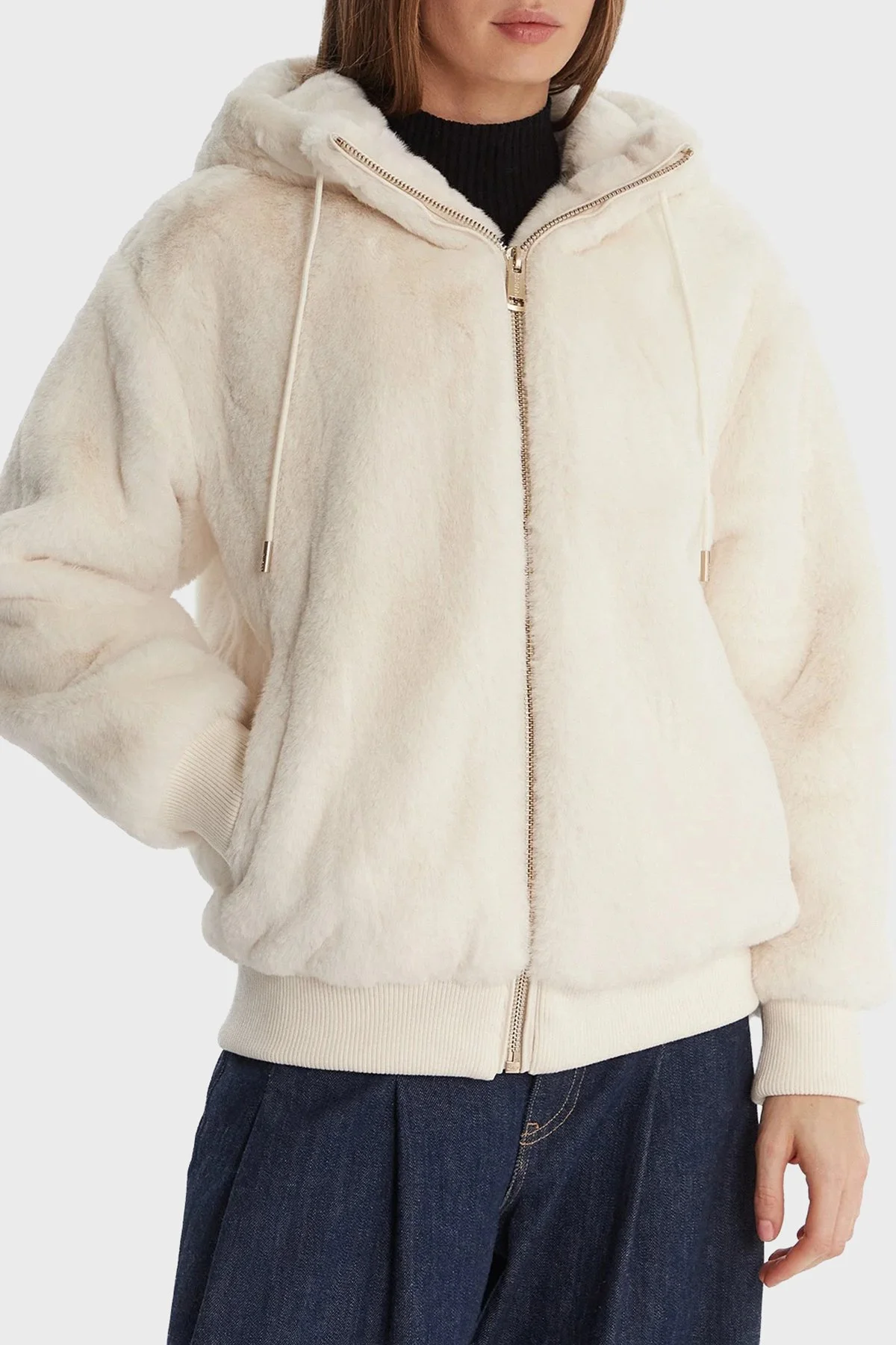 Guess Lucrezia Regular Fit Kapüşonlu Yaka Sırtta Logo Detaylı W5BL66W3890 Bayan Mont W5BL66 W3890 G012 EKRU - 1