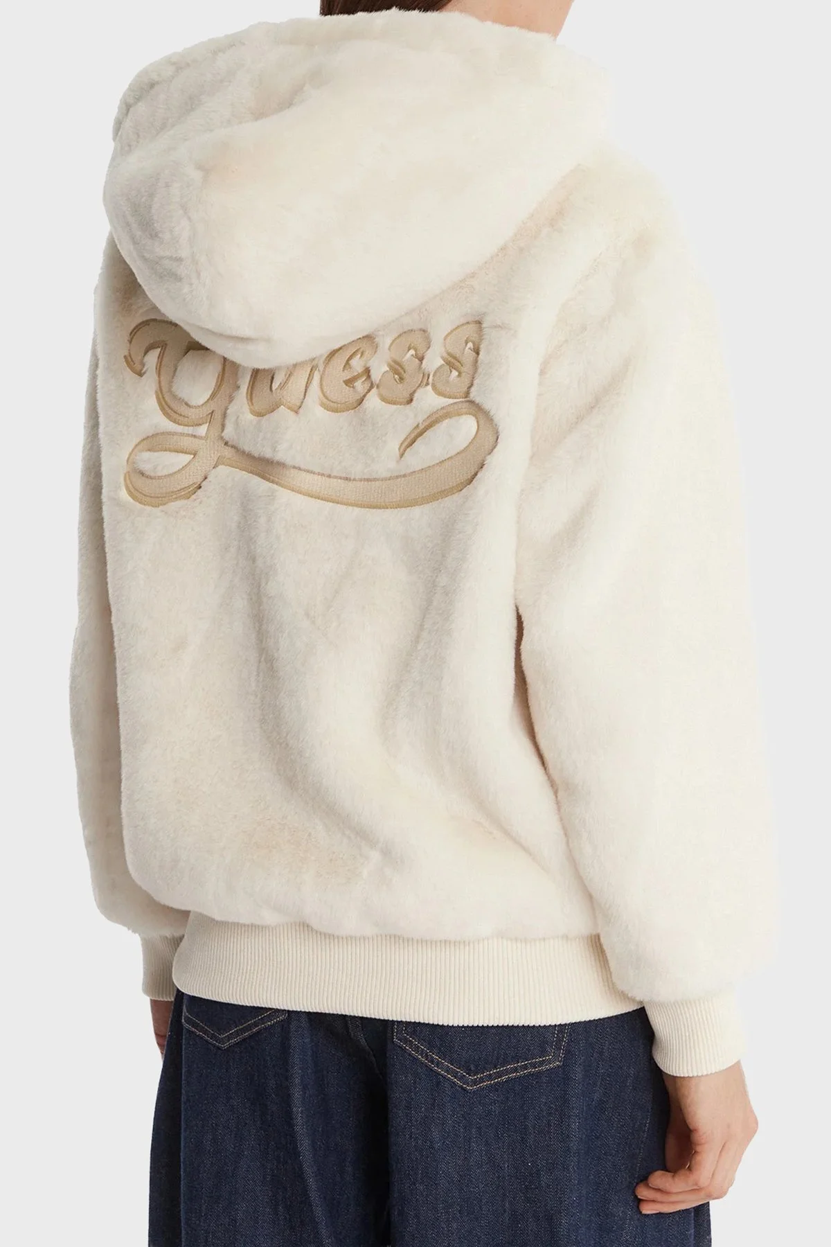 Guess Lucrezia Regular Fit Kapüşonlu Yaka Sırtta Logo Detaylı W5BL66W3890 Bayan Mont W5BL66 W3890 G012 EKRU - 3