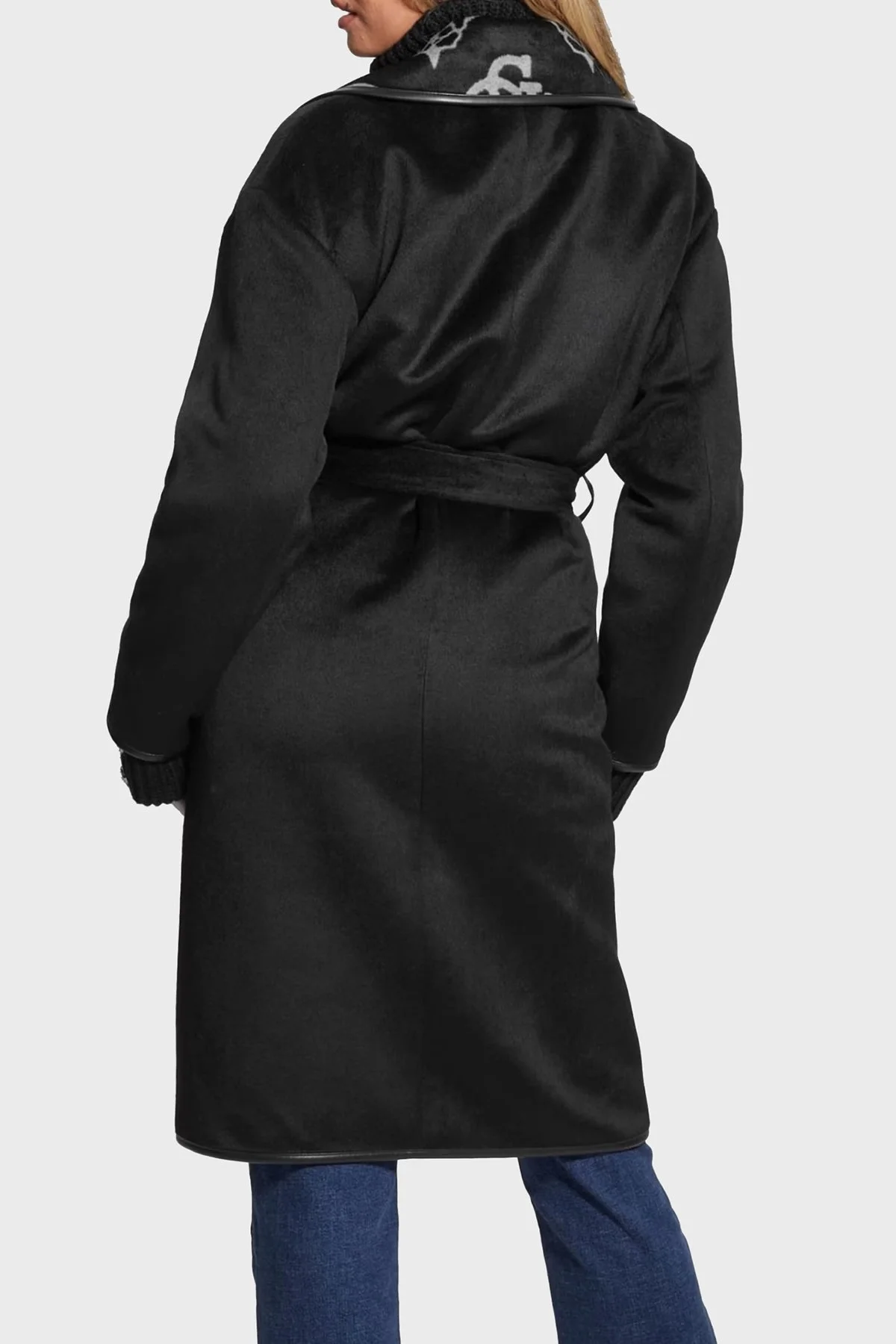 Guess Ludovica Yün Karışımlı Oversize Kemerli Bayan Kaban W3BL18WFQT0 FJ1T SİYAH - 2