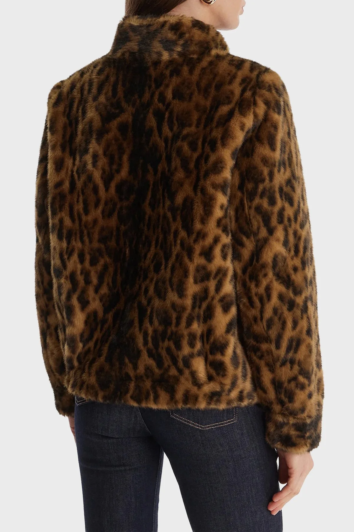 Guess Luna Leopar Desenli Regular Fit Dik Yaka Suni Kürk W5BL65W3900 Bayan Mont W5BL65 W3900 P340 LEOPAR - 3