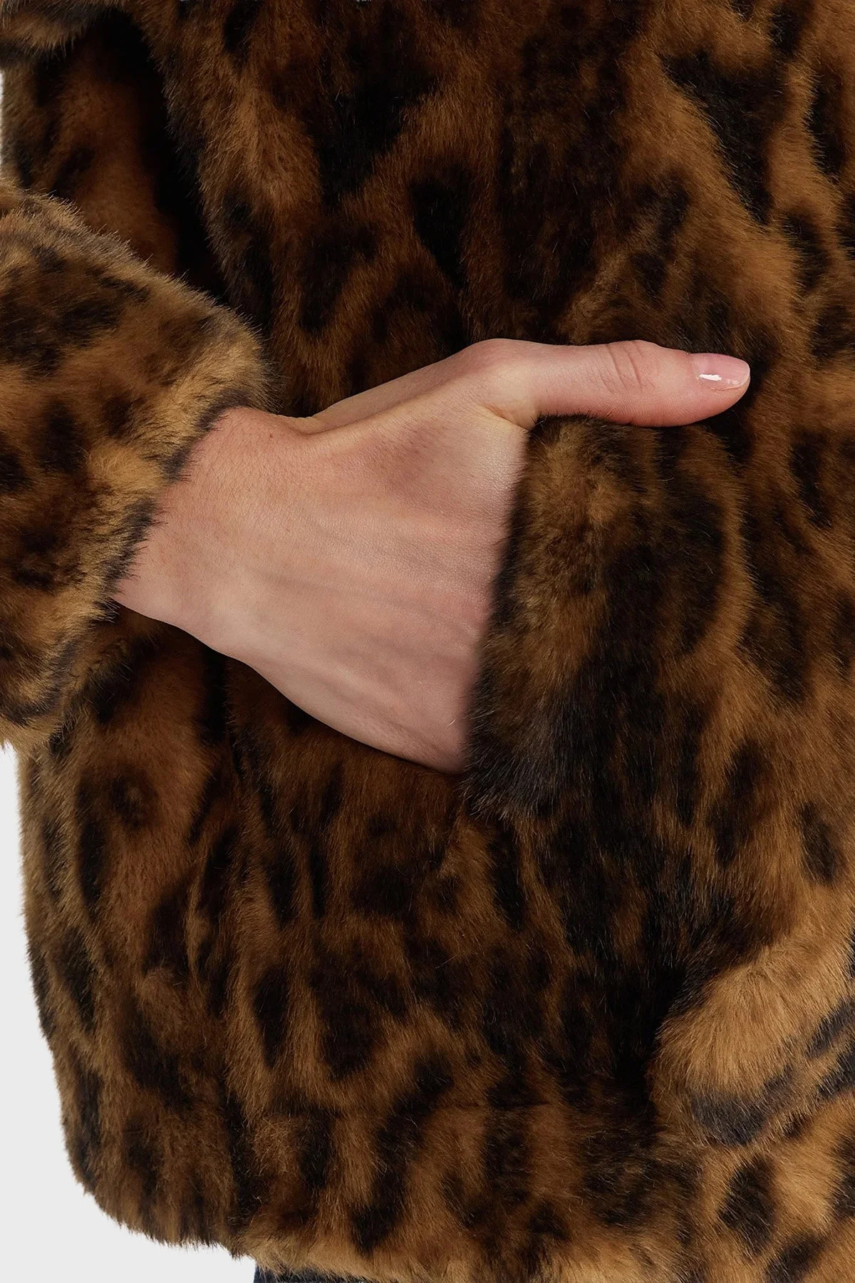 Guess Luna Leopar Desenli Regular Fit Dik Yaka Suni Kürk W5BL65W3900 Bayan Mont W5BL65 W3900 P340 LEOPAR - 5