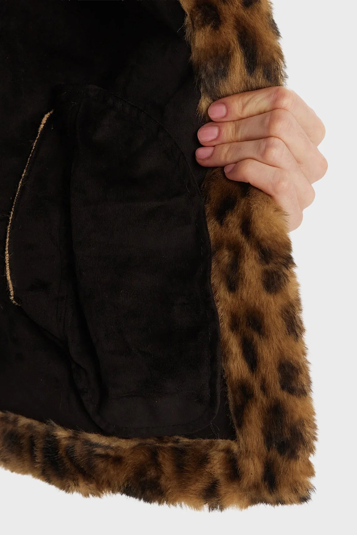 Guess Luna Leopar Desenli Regular Fit Dik Yaka Suni Kürk W5BL65W3900 Bayan Mont W5BL65 W3900 P340 LEOPAR - 6