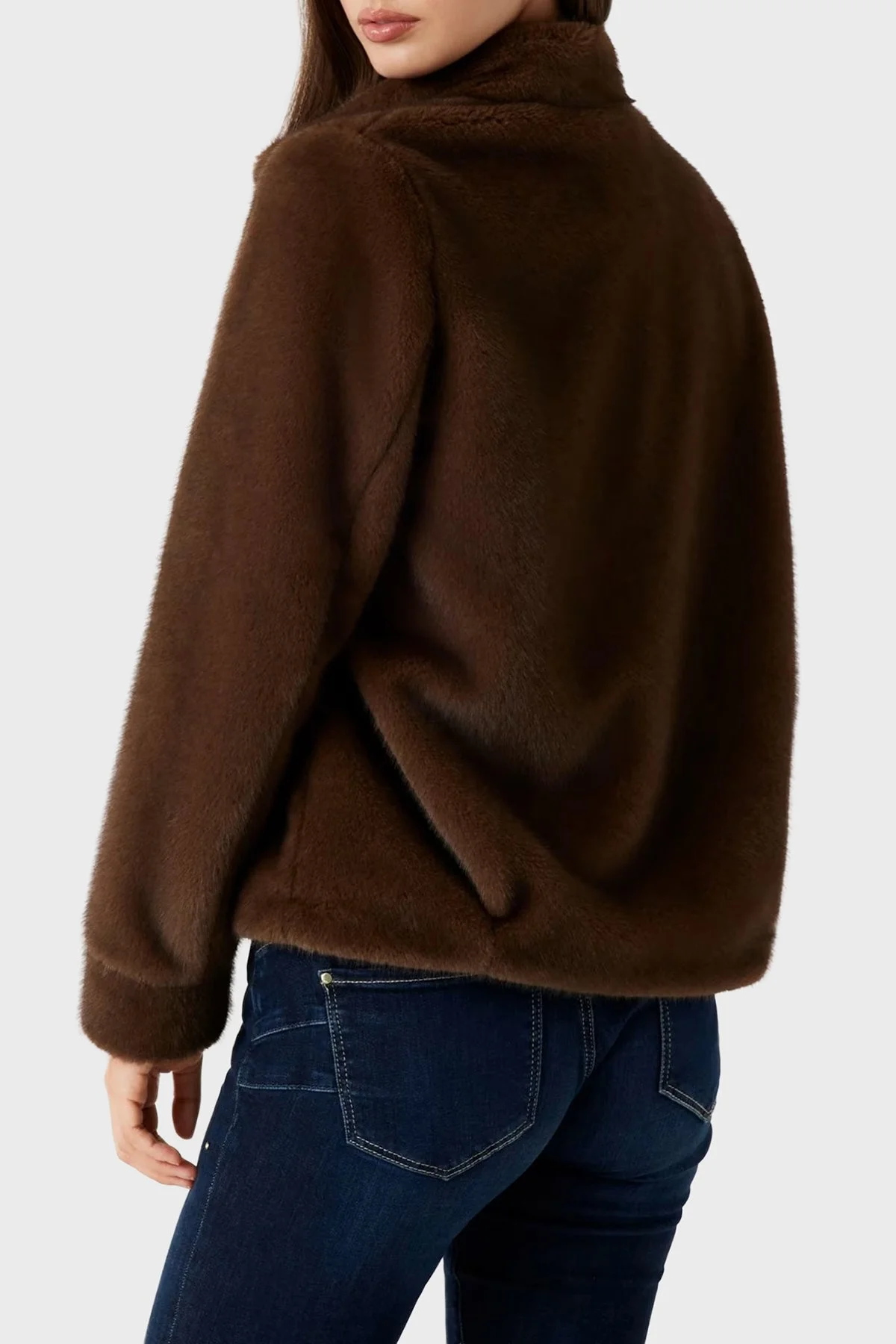 Guess Luna Regular Fit Dik Yaka Suni Kürk W5BL64W3920 Bayan Mont W5BL64 W3920 F18S KAHVE - 3