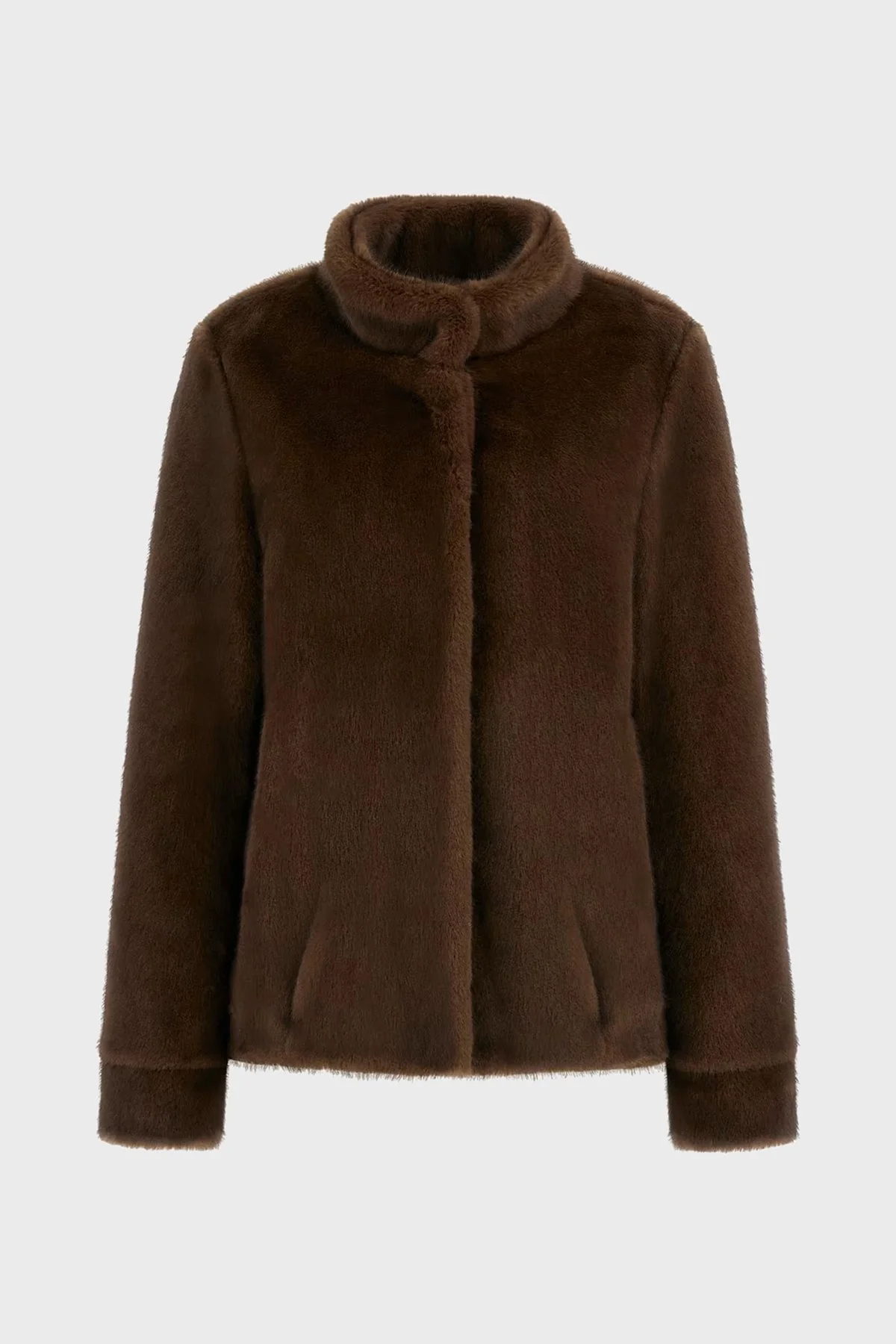 Guess Luna Regular Fit Dik Yaka Suni Kürk W5BL64W3920 Bayan Mont W5BL64 W3920 F18S KAHVE - 5