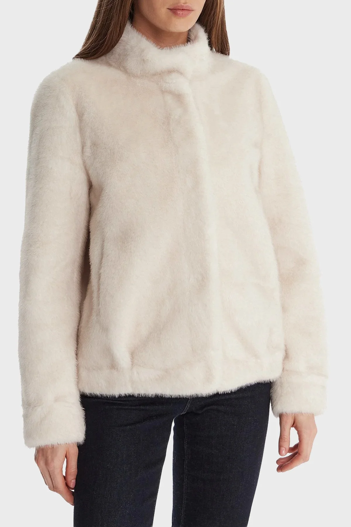 Guess Luna Regular Fit Dik Yaka Suni Kürk W5BL64W3920 Bayan Mont W5BL64 W3920 G012 EKRU - 1