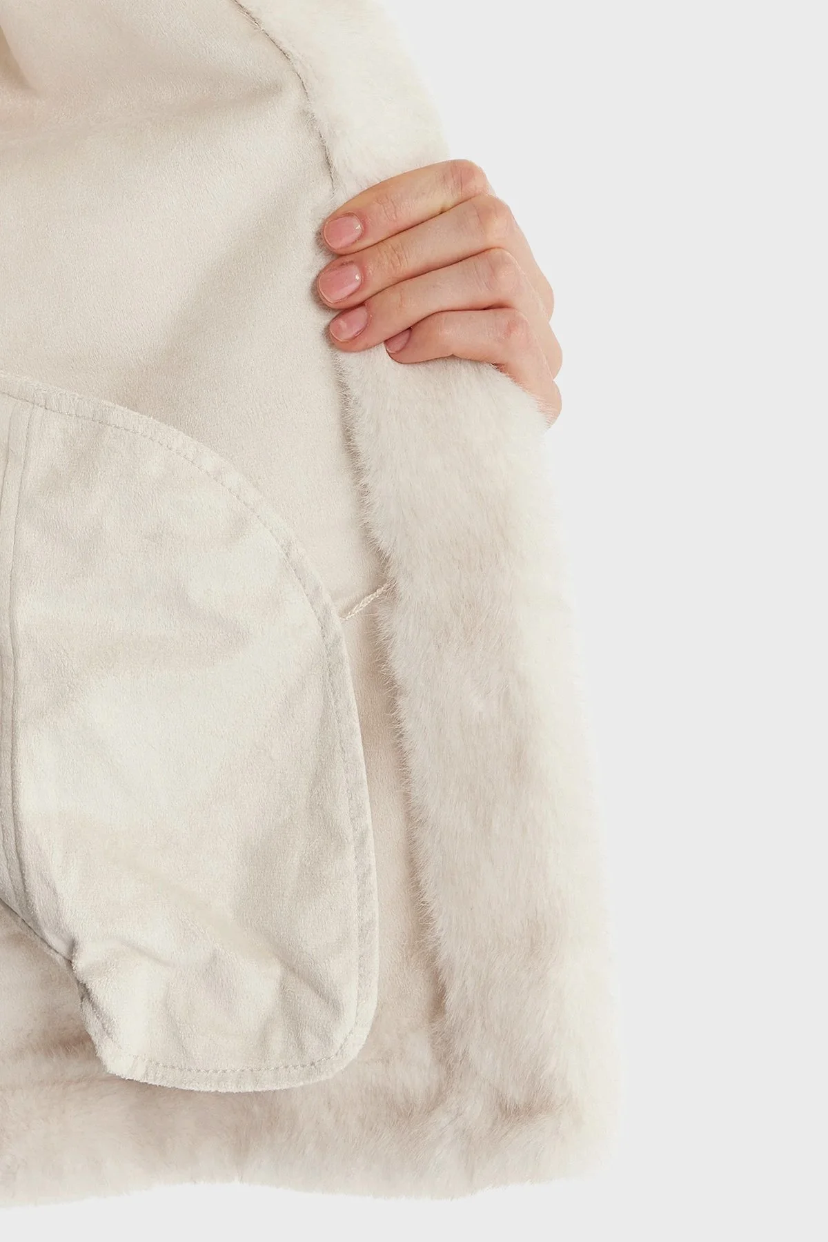 Guess Luna Regular Fit Dik Yaka Suni Kürk W5BL64W3920 Bayan Mont W5BL64 W3920 G012 EKRU - 6