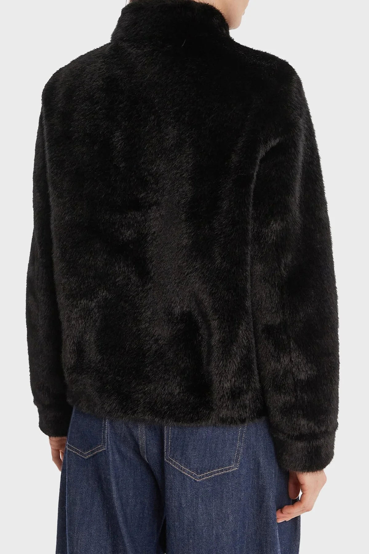 Guess Luna Regular Fit Dik Yaka Suni Kürk W5BL64W3920 Bayan Mont W5BL64 W3920 JBLK SİYAH - 3