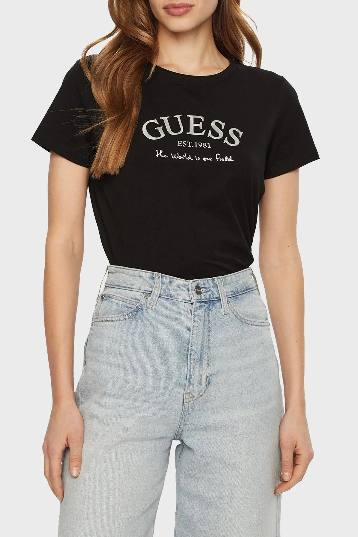 Guess Margot Pamuklu Regular Fit Bisiklet Yaka Logolu V5RI16J1314 Bayan T Shirt V5RI16 J1314 JBLK SİYAH - 6