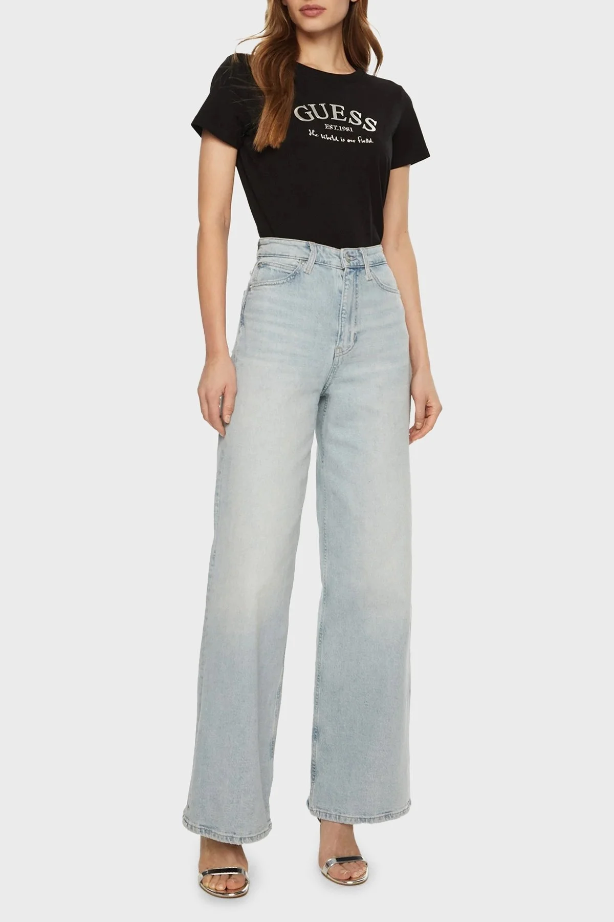 Guess Margot Pamuklu Regular Fit Bisiklet Yaka Logolu V5RI16J1314 Bayan T Shirt V5RI16 J1314 JBLK SİYAH - 7