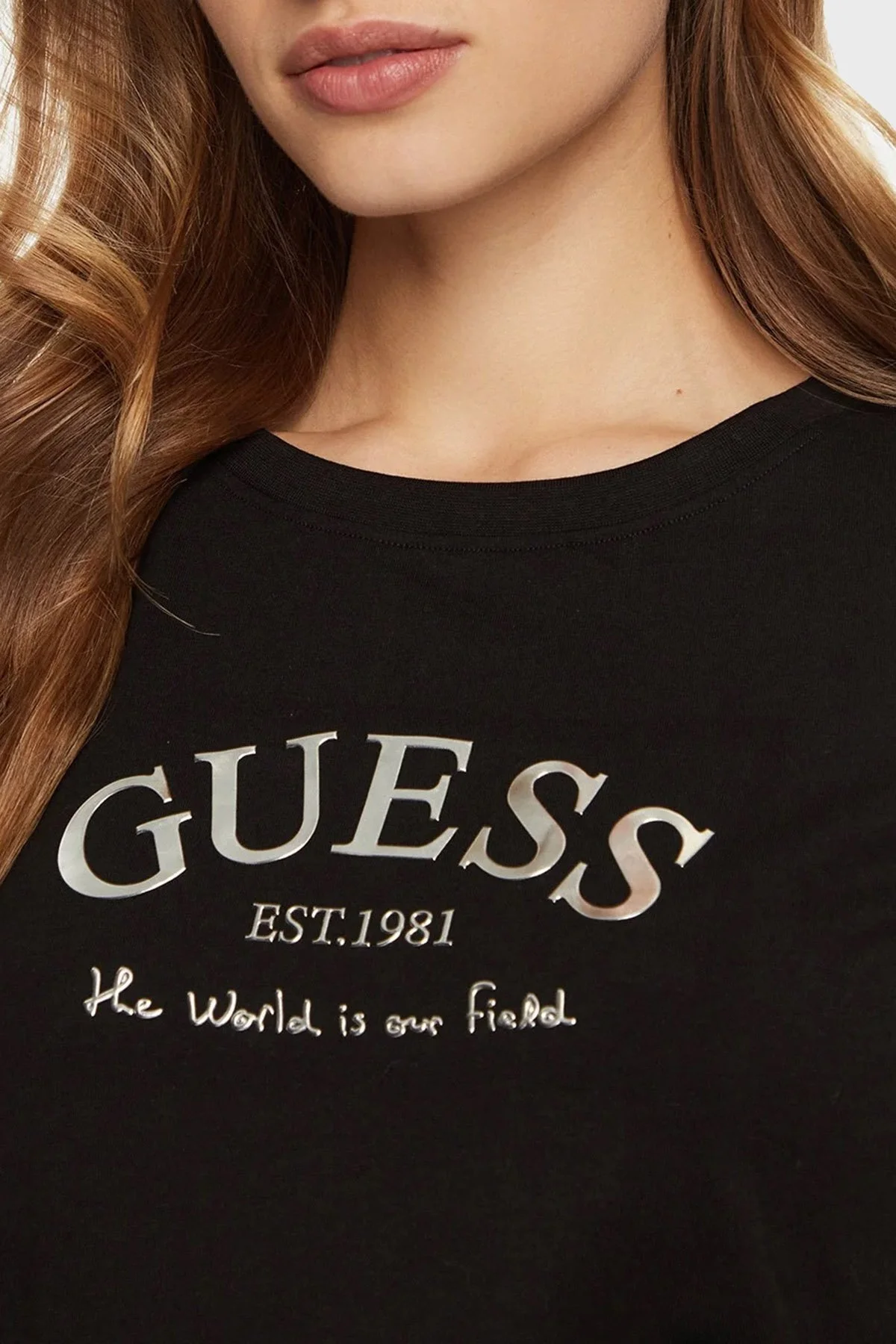 Guess Margot Pamuklu Regular Fit Bisiklet Yaka Logolu V5RI16J1314 Bayan T Shirt V5RI16 J1314 JBLK SİYAH - 9