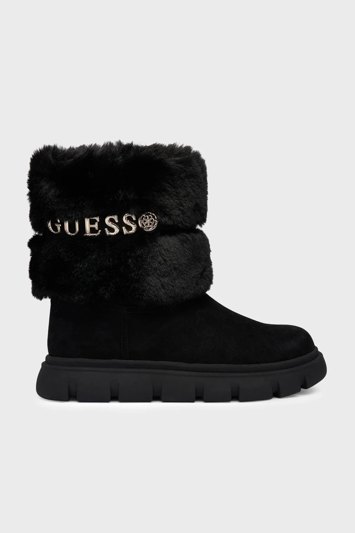 Guess Maribel Metal Logolu Yumuşak Tüylü FLFMELELE10 Kadın Bot FLFMEL ELE10 BLACK Siyah - 1