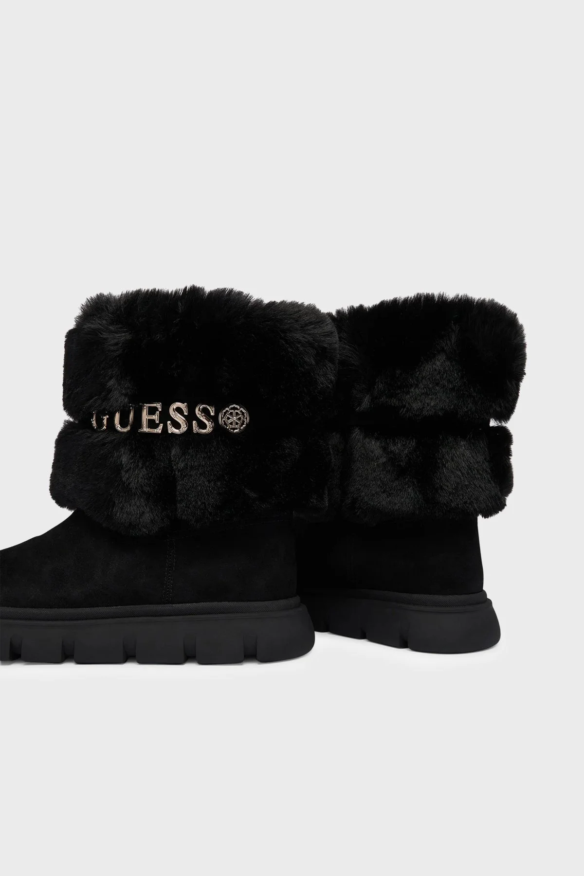 Guess Maribel Metal Logolu Yumuşak Tüylü FLFMELELE10 Kadın Bot FLFMEL ELE10 BLACK Siyah - 5