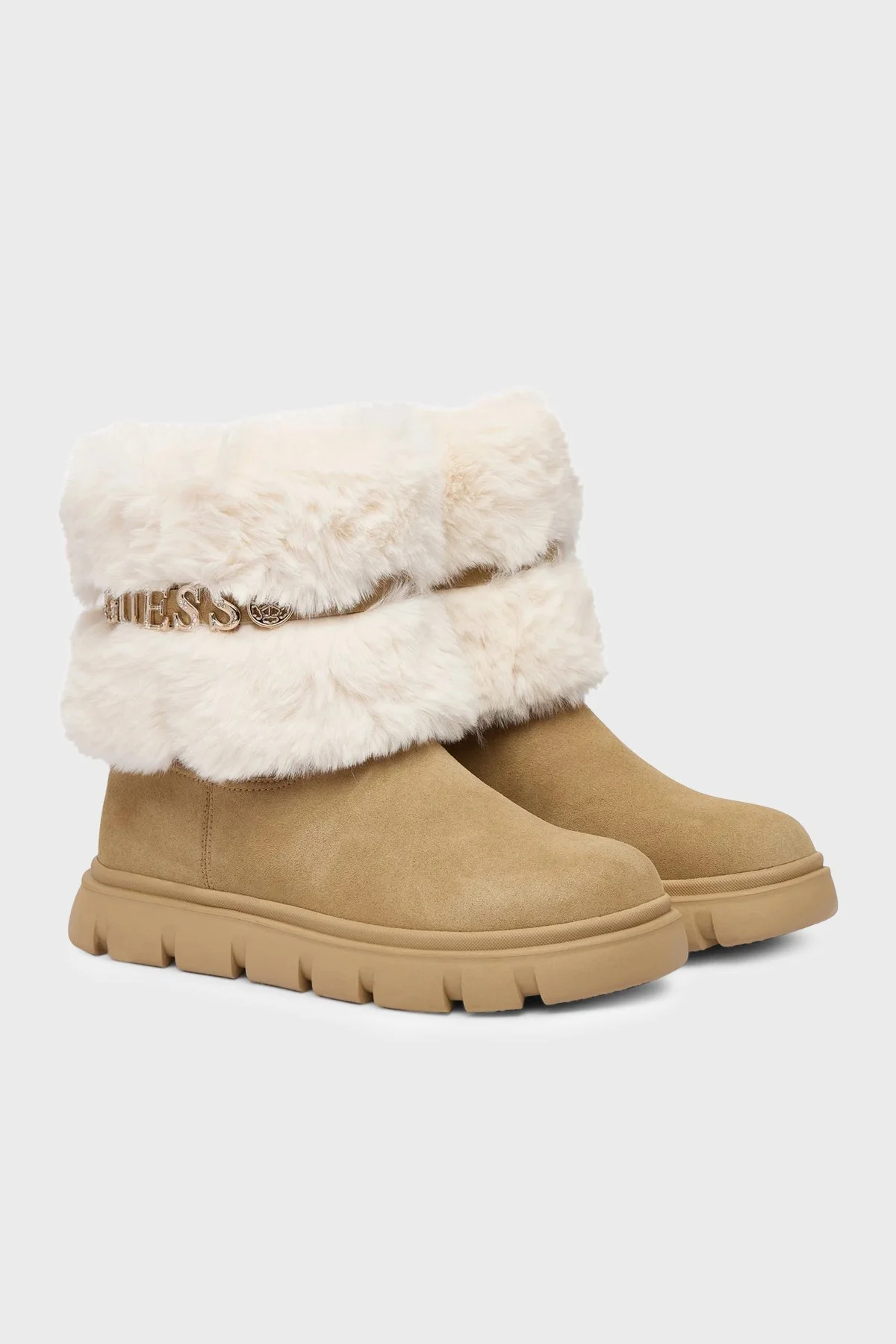 Guess Maribel Metal Logolu Yumuşak Tüylü FLFMELELE10 Kadın Bot FLFMEL ELE10 DTAN Kahve - 2