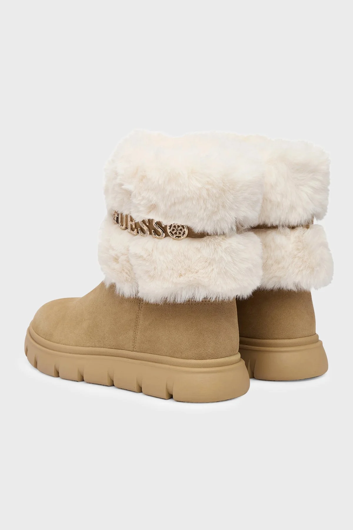 Guess Maribel Metal Logolu Yumuşak Tüylü FLFMELELE10 Kadın Bot FLFMEL ELE10 DTAN Kahve - 3