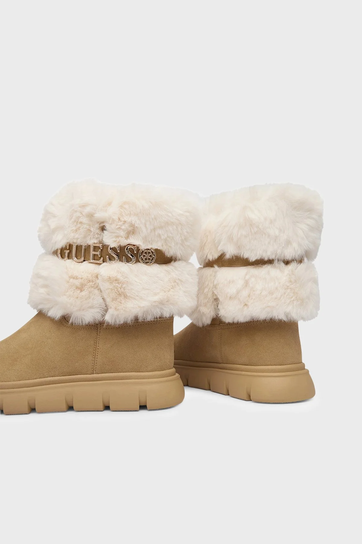 Guess Maribel Metal Logolu Yumuşak Tüylü FLFMELELE10 Kadın Bot FLFMEL ELE10 DTAN Kahve - 5