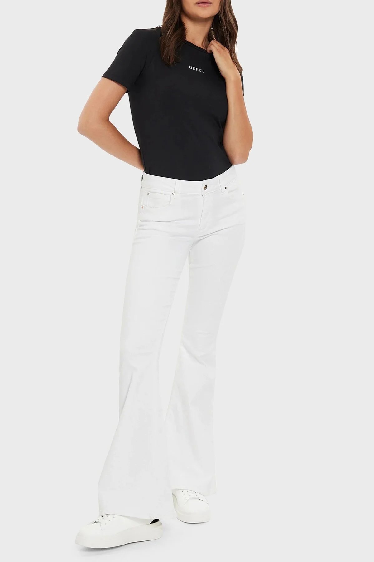 Guess Marika Streç Regular Fit Bisiklet Yaka V4YI22KCD02 Bayan T Shirt V4YI22 KCD02 JBLK SİYAH - 8