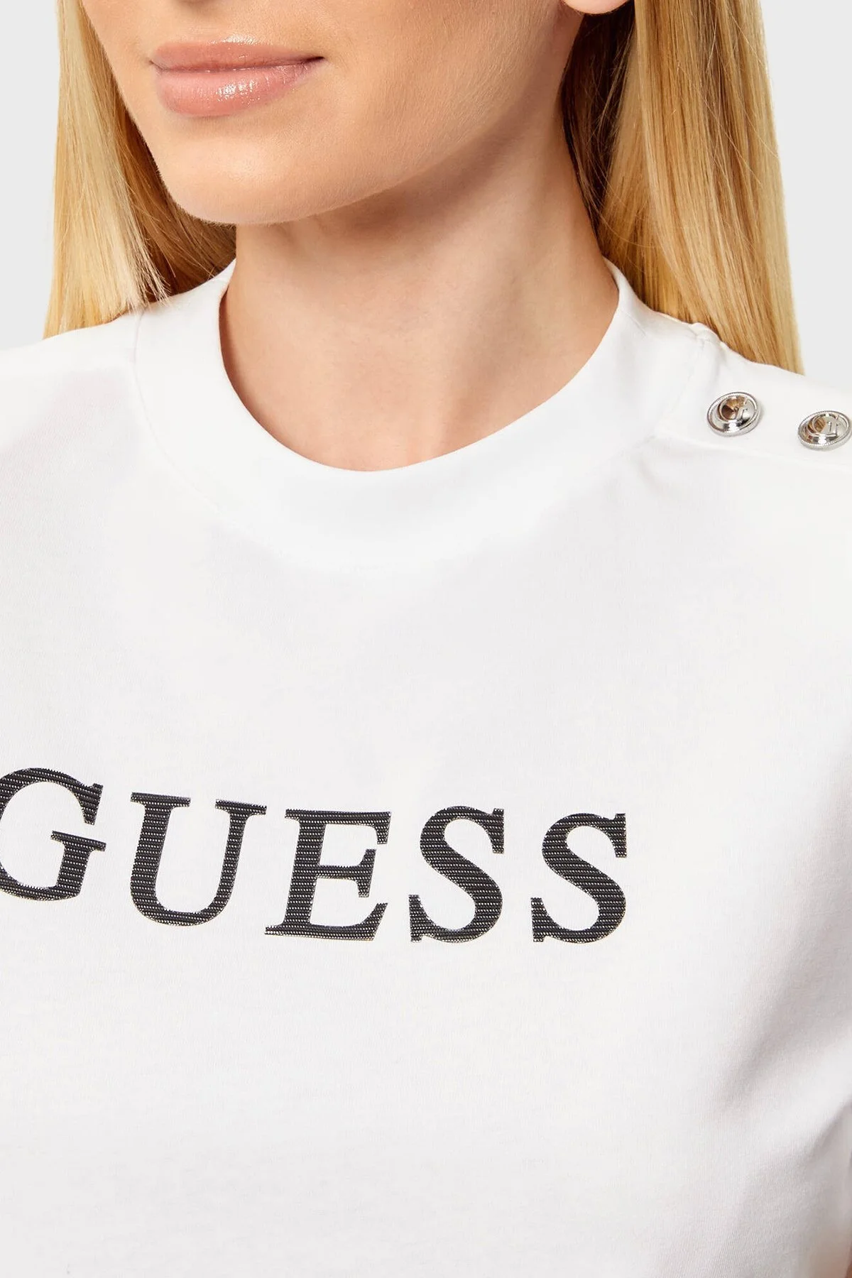 Guess Marina Logolu % 100 Pamuk Regular Fit Bisiklet Yaka W6GI06K3018 Bayan T Shirt W6GI06 K3018 G011 BEYAZ - 3