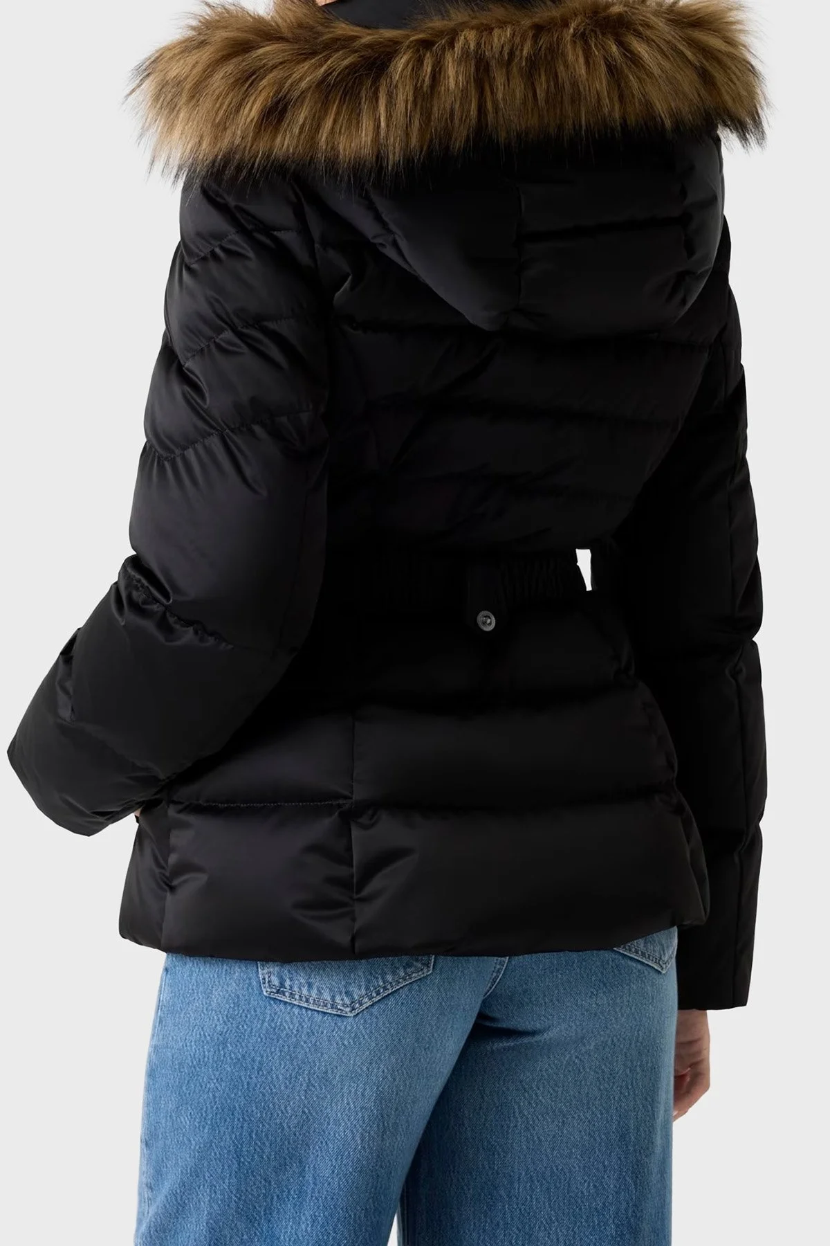 Guess Marina Regular Fit Çıkarılabilir Kapüşonlu Kemerli W5BL31W2802 Bayan Mont W5BL31 W2802 JTMU SİYAH - 3