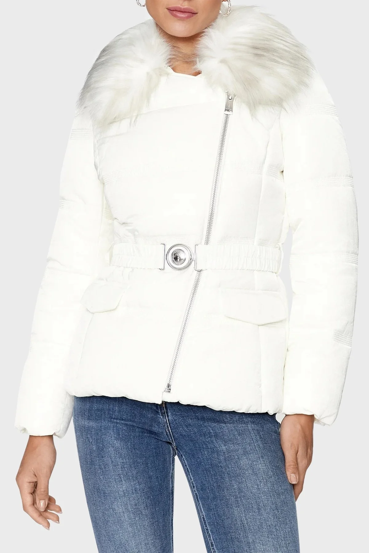 Guess Marisol Suya Dayanıklı Kemerli Şişme Bayan Mont W3BL27WFQW2 G018 BEYAZ - 1