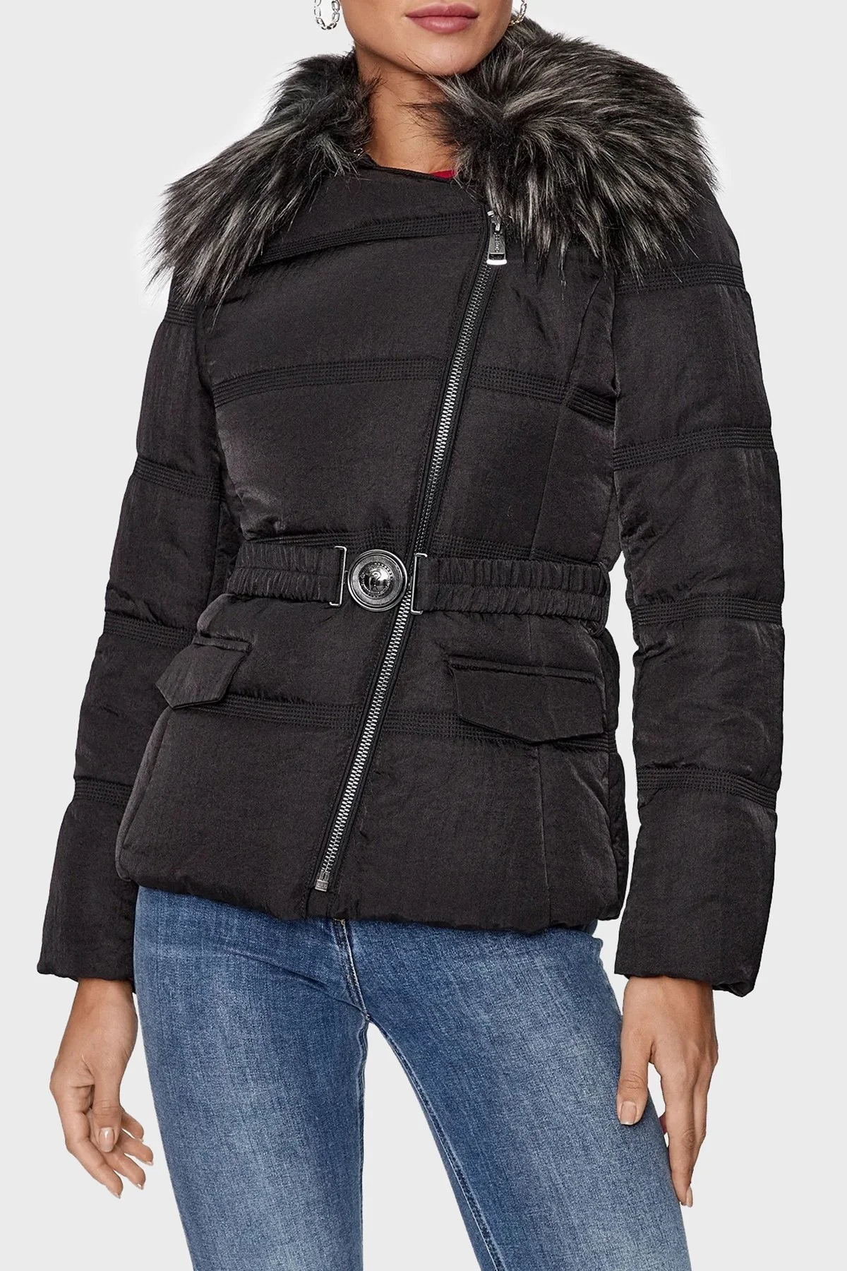 Guess Marisol Suya Dayanıklı Kemerli Şişme Bayan Mont W3BL27WFQW2 JBLK SİYAH - 1