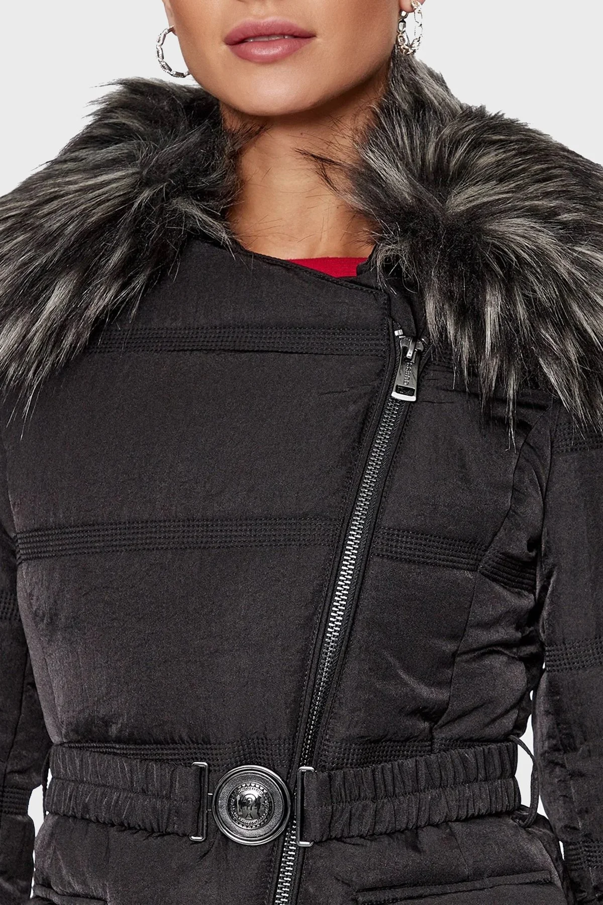 Guess Marisol Suya Dayanıklı Kemerli Şişme Bayan Mont W3BL27WFQW2 JBLK SİYAH - 4