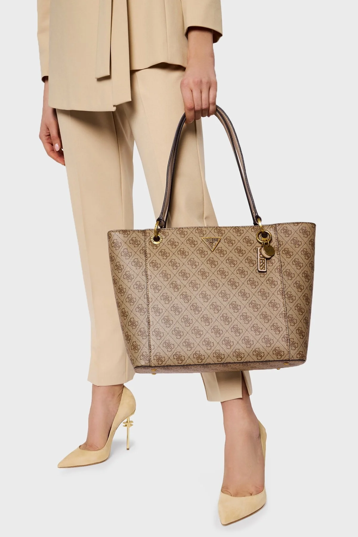 Guess Marka Logolu Noelle Fermuarlı Bayan Çanta HWBB7879230 LTE KAHVE - 2