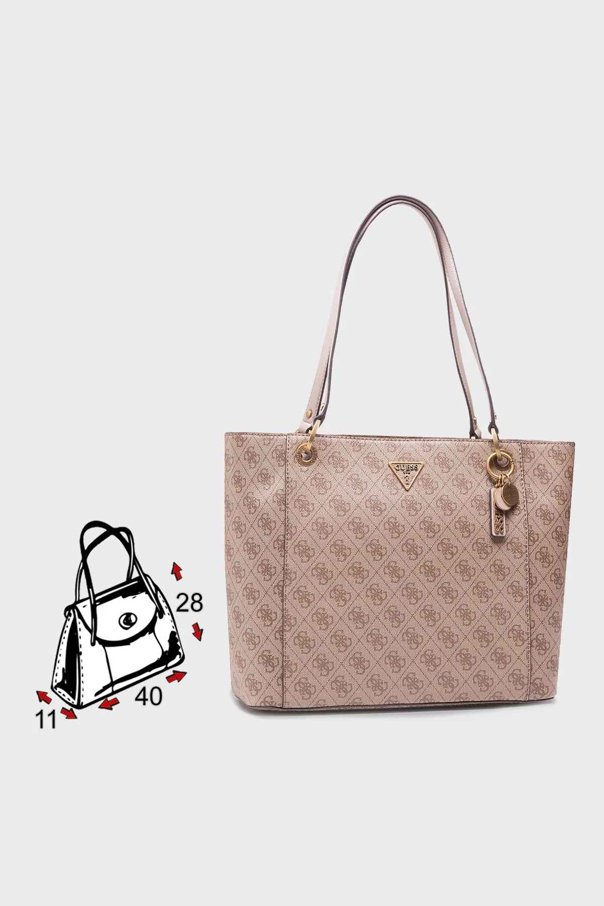 Guess Marka Logolu Noelle Fermuarlı Bayan Çanta HWBB7879230 LTE KAHVE - 5