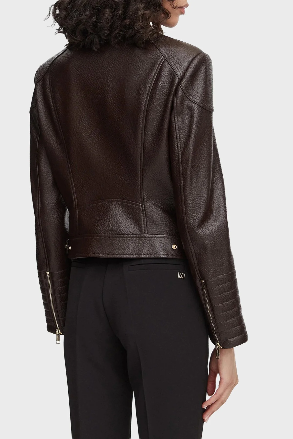 Guess Marlene Regular Fit Dik Yaka W6YL25W2914 Kadın Deri Ceket W6YL25 W2914 A14Z Koyu kahve - 3