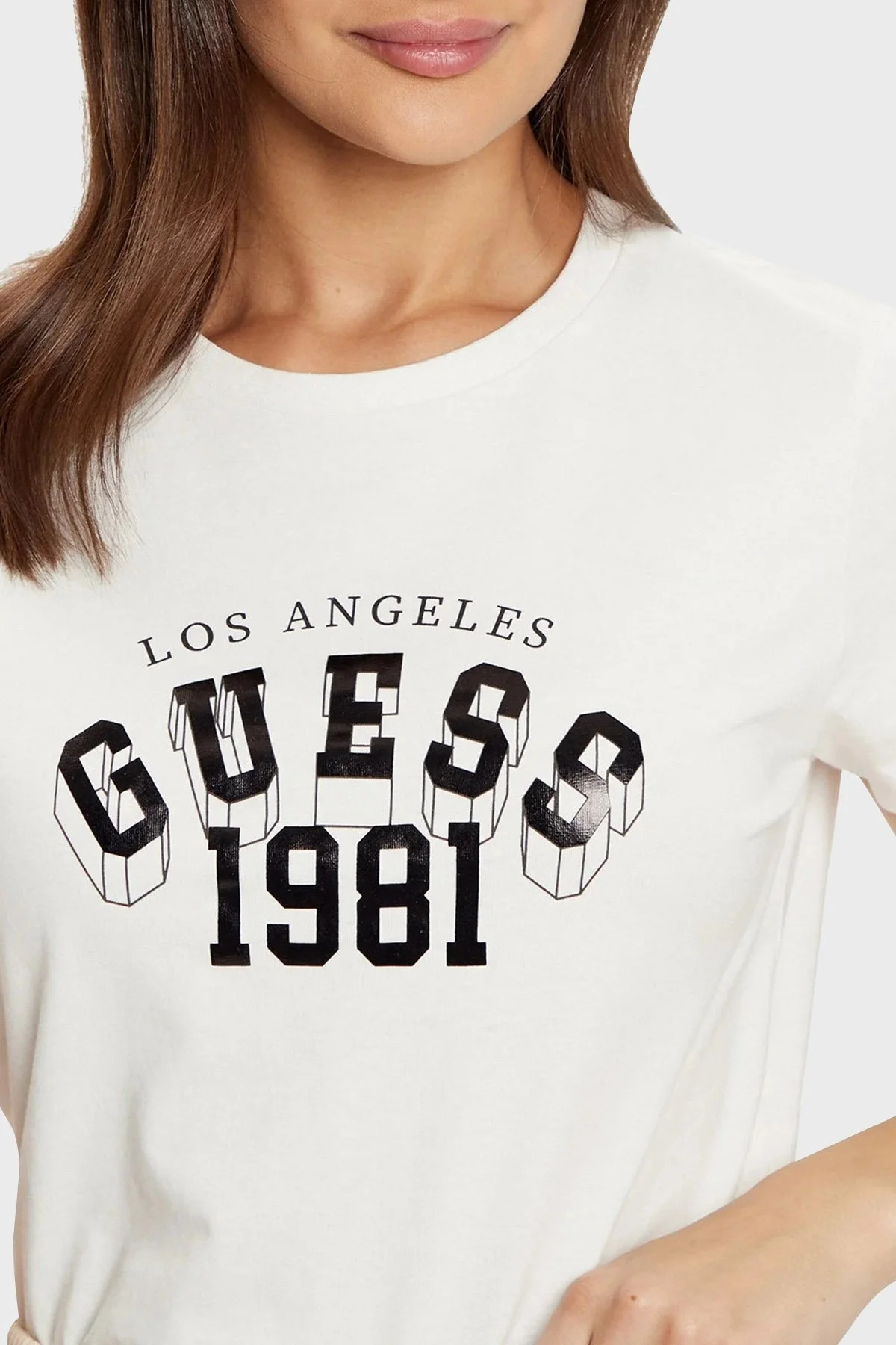 Guess Martina % 100 Pamuk Regular Fit Bisiklet Yaka Logolu V5RI06I3Z14 Bayan T Shirt V5RI06 I3Z14 G6K5 EKRU - 9