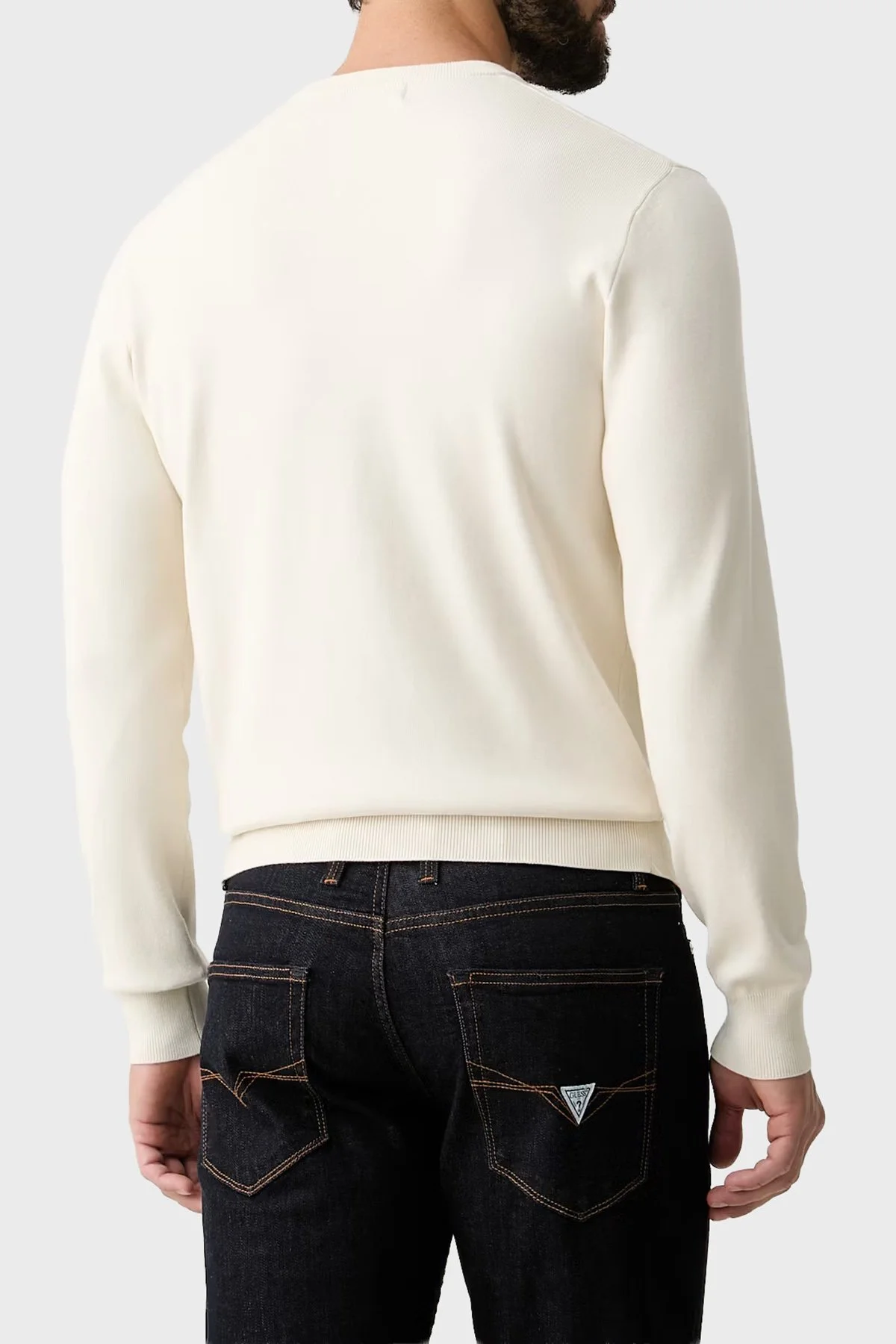 Guess Mason Regular Fit Bisiklet Yaka Logolu Erkek M6YR12Z0917 Kazak M6YR12 Z0917 G9H9 Ekru - 3
