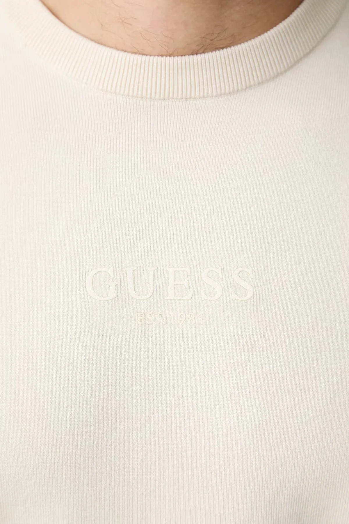 Guess Mason Regular Fit Bisiklet Yaka Logolu Erkek M6YR12Z0917 Kazak M6YR12 Z0917 G9H9 Ekru - 5