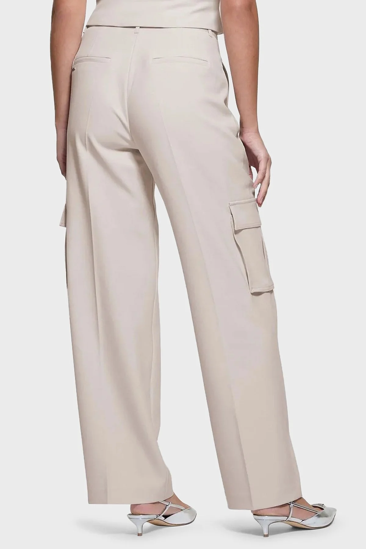 Guess Matea Regular Fit Yüksek Bel Bol Paça Kargo W5RB41WGX02 Bayan Pantolon W5RB41 WGX02 F9AW BEJ - 9