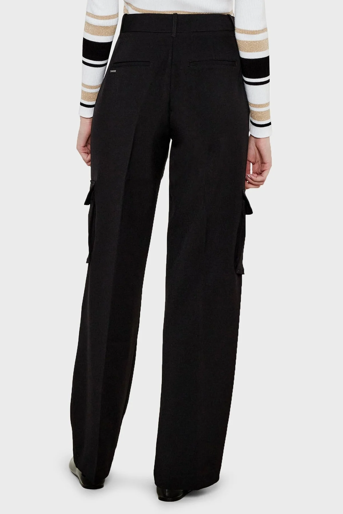 Guess Matea Regular Fit Yüksek Bel Bol Paça Kargo W5RB41WGX02 Bayan Pantolon W5RB41 WGX02 JBLK SİYAH - 6