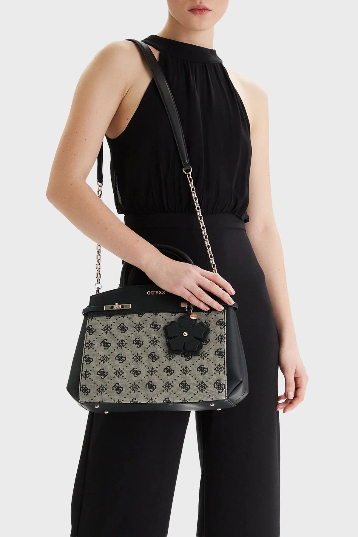 Guess Melinda 4G Logolu Çıkarılabilir Zincir Askılı HWJP9902060 Bayan Çanta HWJP99 02060 BLO SİYAH - 2