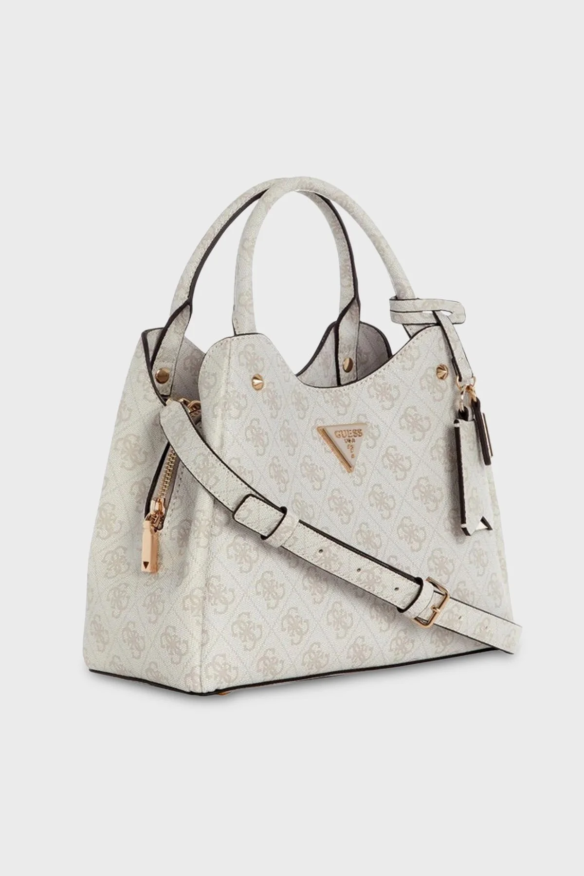 Guess Meridian Logolu Çıkarılabilir Askılı HWSG6974050 Kadın Çanta HWSG69 74050 BNN Krem - 3