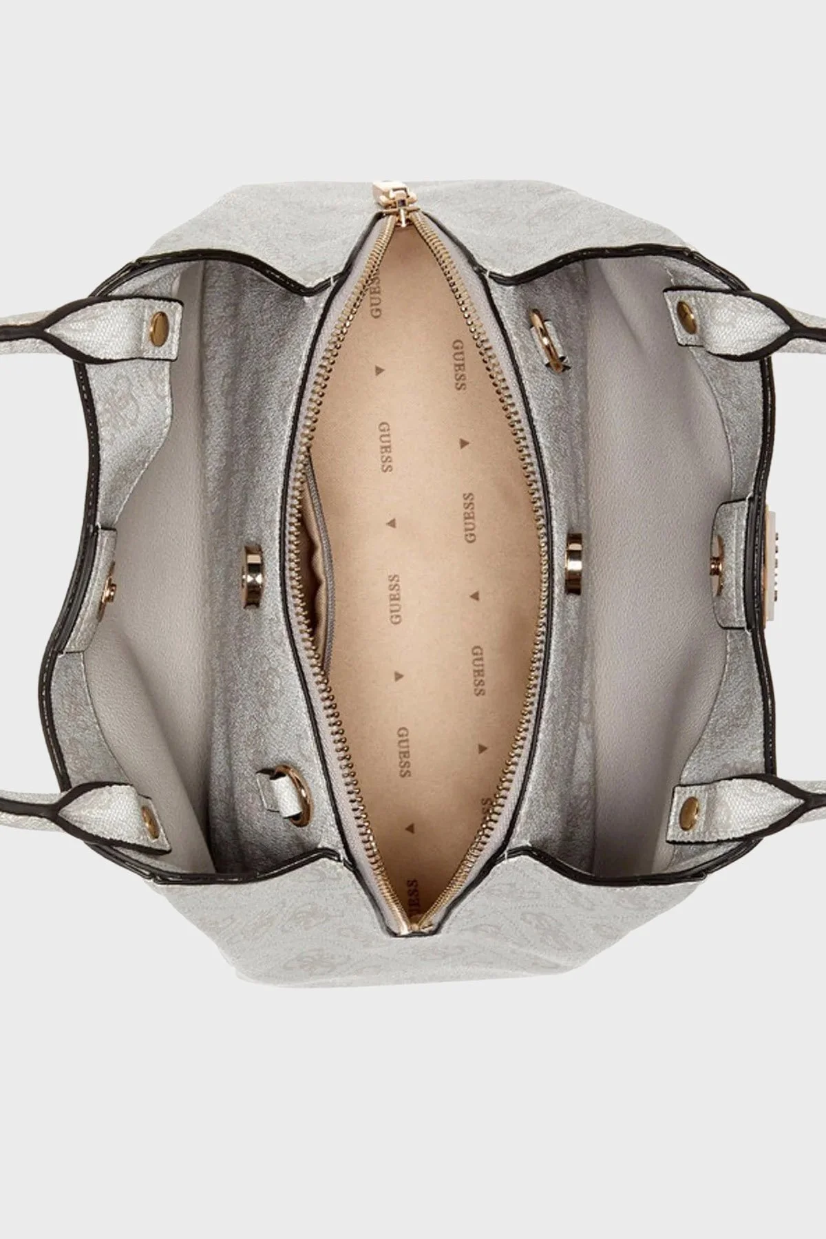 Guess Meridian Logolu Çıkarılabilir Askılı HWSG6974050 Kadın Çanta HWSG69 74050 BNN Krem - 4