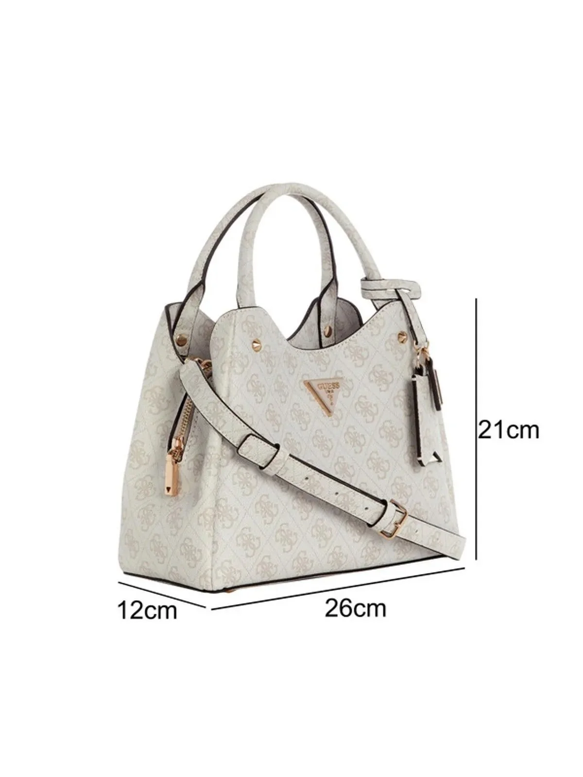 Guess Meridian Logolu Çıkarılabilir Askılı HWSG6974050 Kadın Çanta HWSG69 74050 BNN Krem - 5