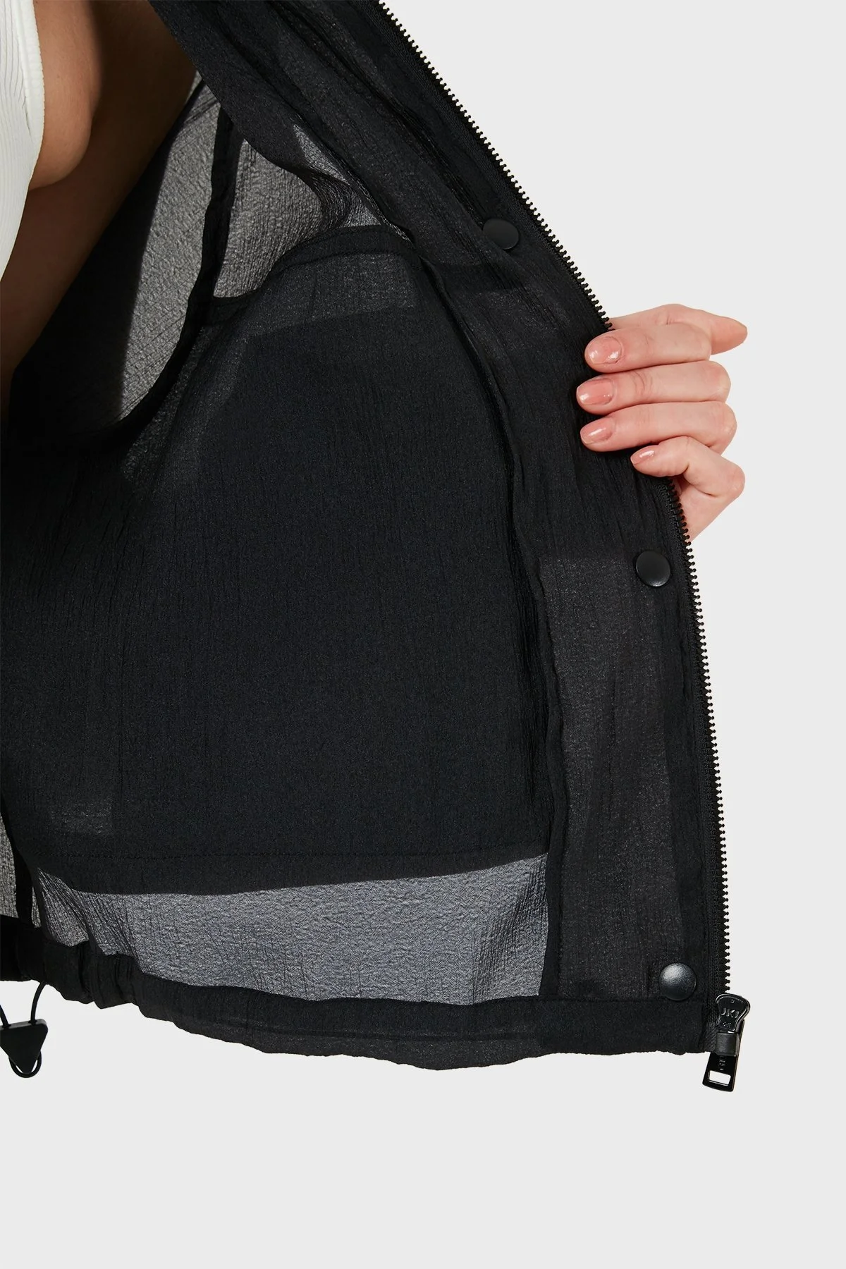 Guess Mia Kapüşonlu Organze Mevsimlik W4GL06WG450 Bayan Ceket W4GL06 WG450 JBLK SİYAH - 6