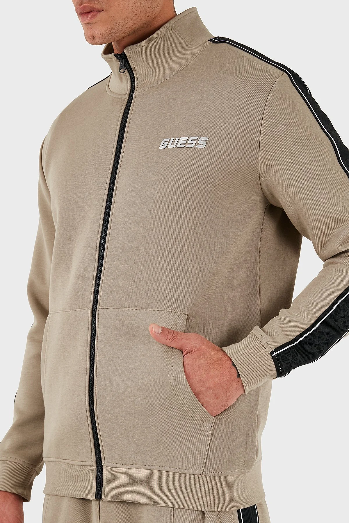 Guess Mickey Logolu Pamuklu Regular Fit Dik Yaka Z2YQ10KB3P2 Erkek Sweat Z2YQ10 KB3P2 G1FR BEJ - 5