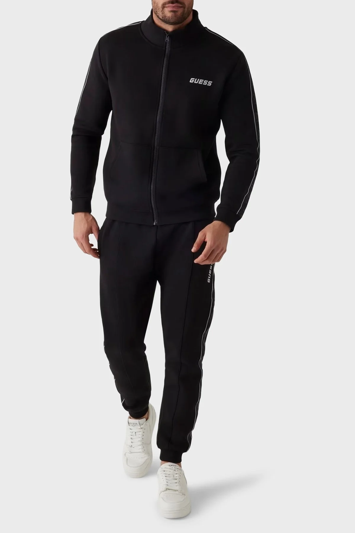 Guess Mickey Logolu Pamuklu Regular Fit Dik Yaka Z2YQ10KB3P2 Erkek Sweat Z2YQ10 KB3P2 JBLK SİYAH - 1