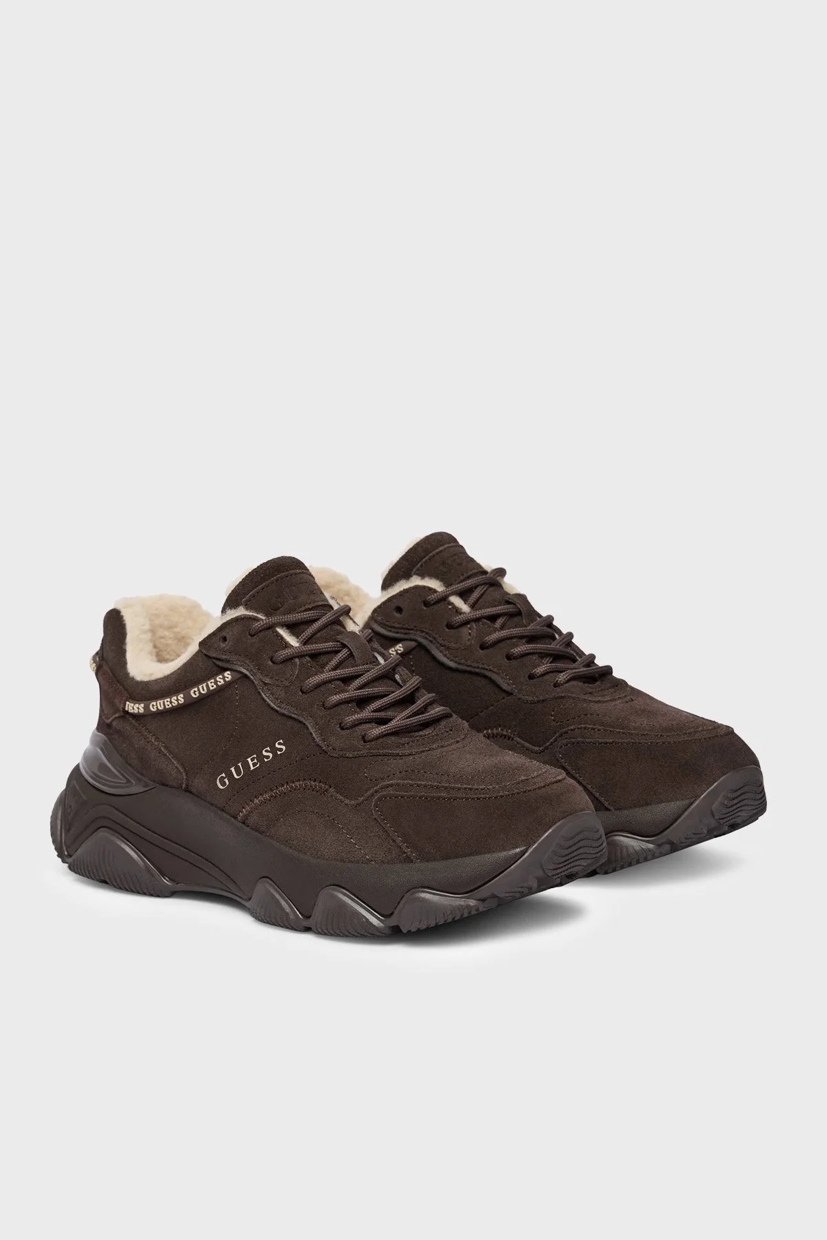 Guess Micola Logolu Süet Sneaker FLFMI3SUE12 Kadın Ayakkabı FLFMI3 SUE12 BROWN Kahve-krem - 3