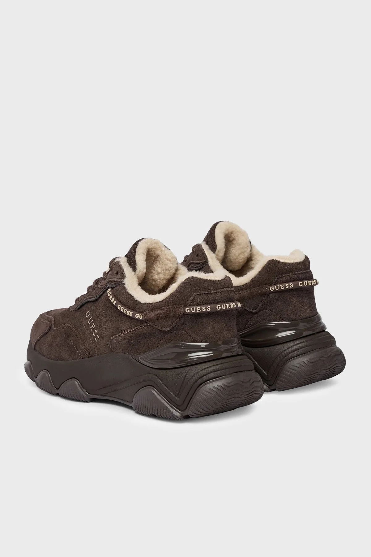 Guess Micola Logolu Süet Sneaker FLFMI3SUE12 Kadın Ayakkabı FLFMI3 SUE12 BROWN Kahve-krem - 4