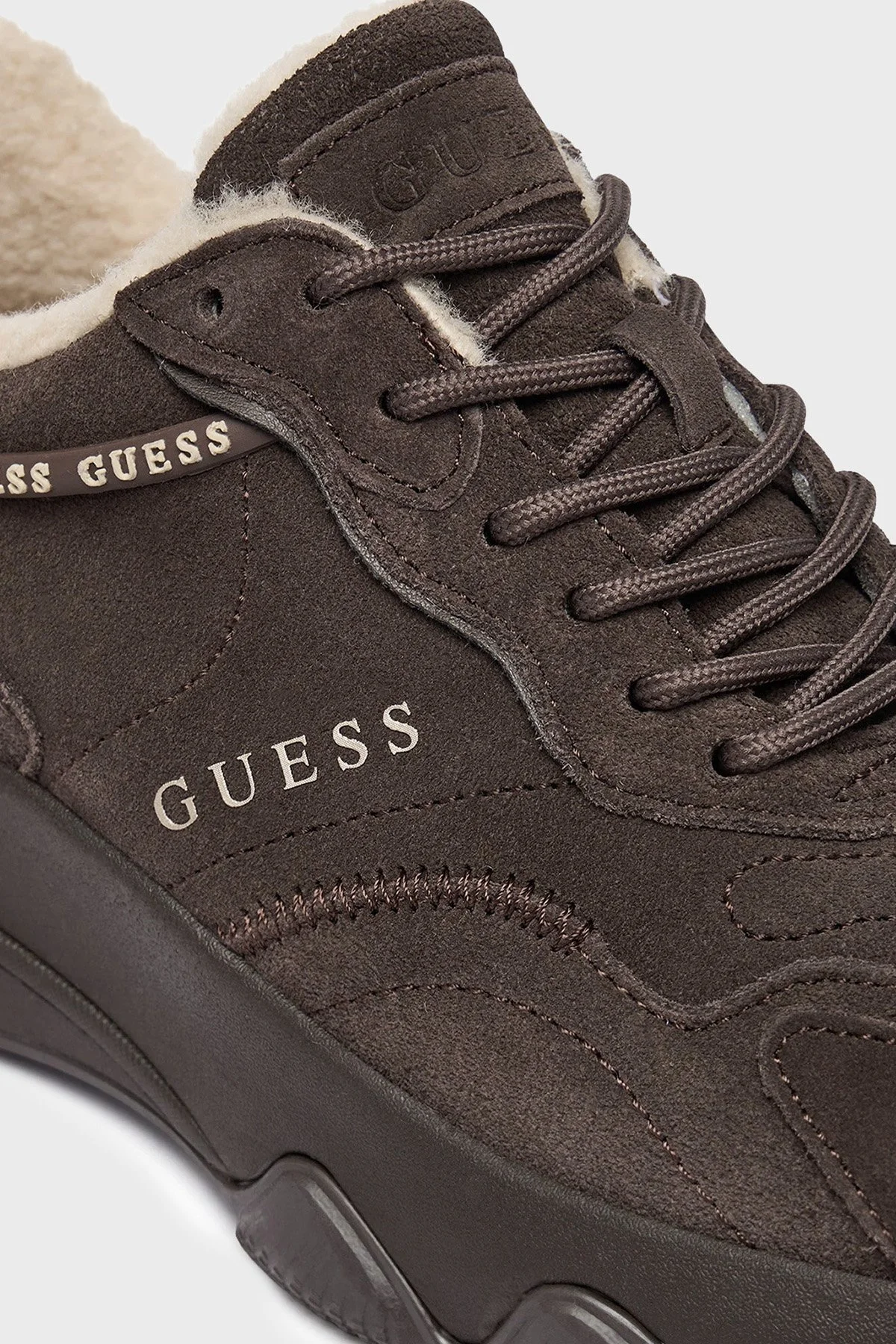 Guess Micola Logolu Süet Sneaker FLFMI3SUE12 Kadın Ayakkabı FLFMI3 SUE12 BROWN Kahve-krem - 7