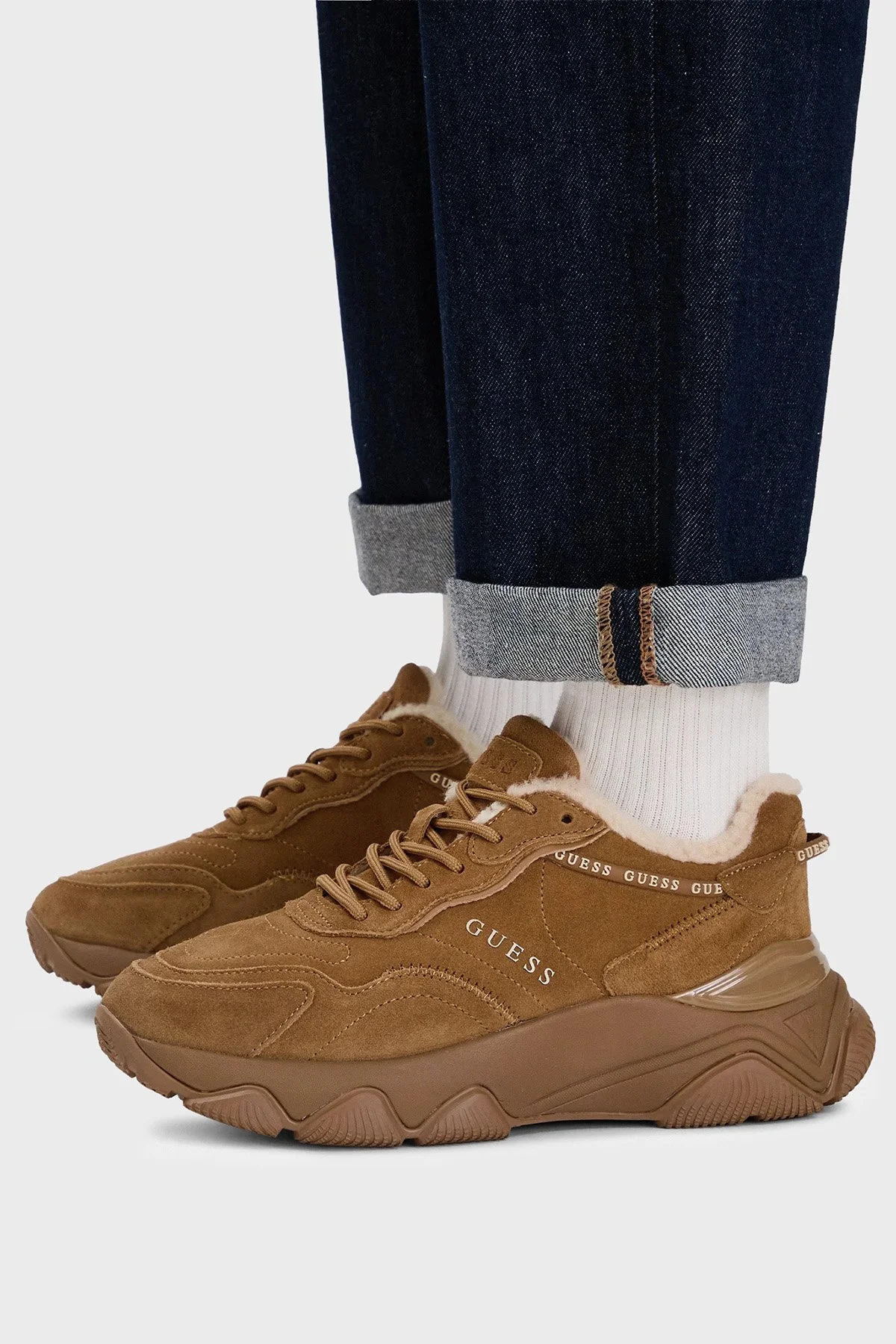 Guess Micola Logolu Süet Sneaker FLFMI3SUE12 Kadın Ayakkabı FLFMI3 SUE12 TAN Bej-taba - 2