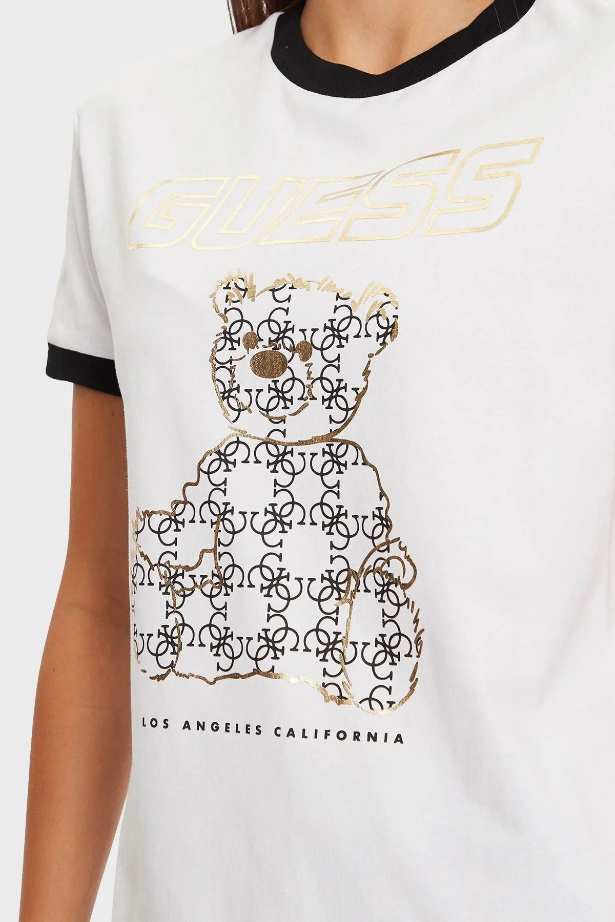 Guess Midge % 100 Pamuk Regular Fit Bisiklet Yaka V4BI02K8FQ4 Bayan T Shirt V4BI02 K8FQ4 G011 BEYAZ - 4