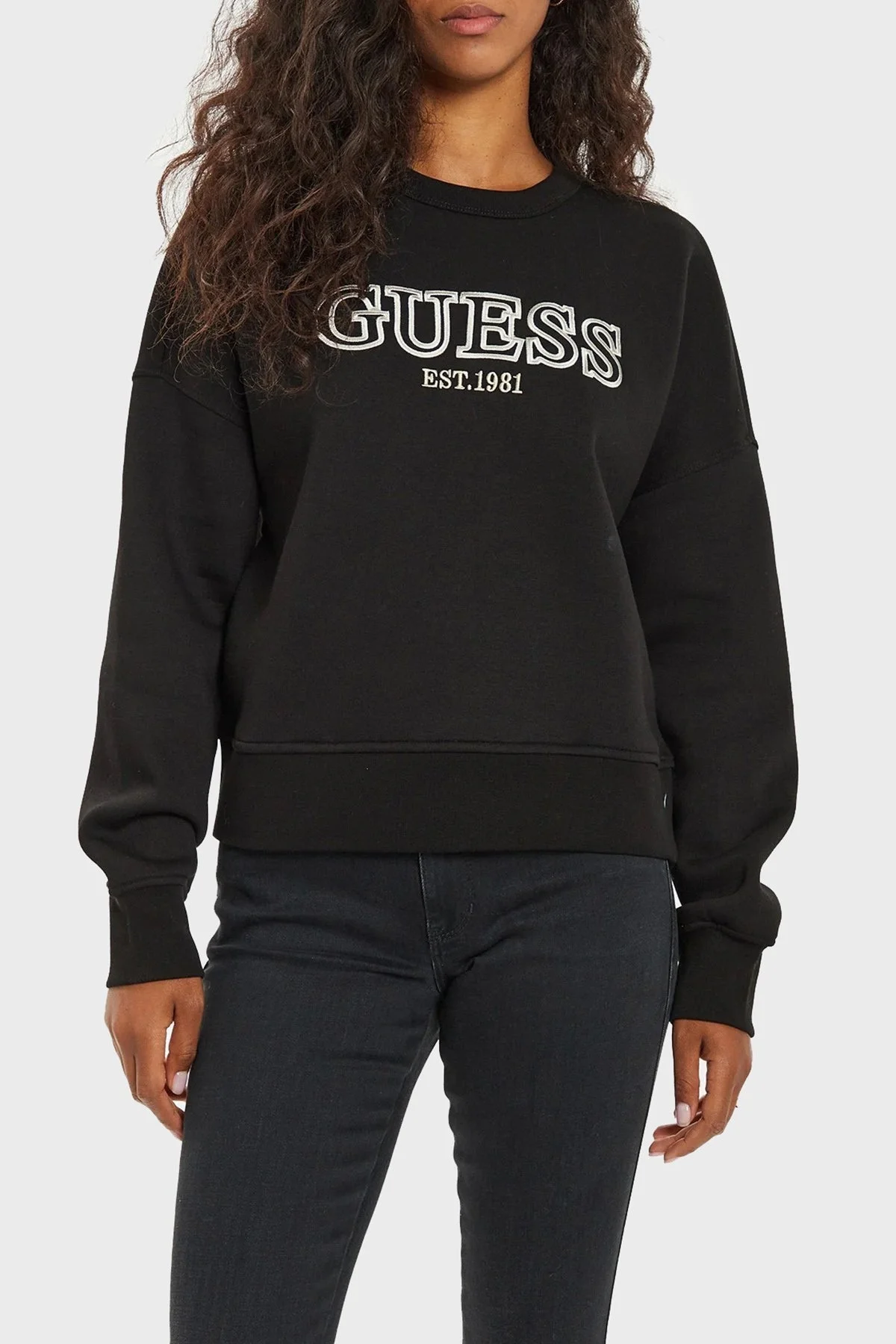 Guess Midge Pamuklu Bisiklet Yaka Regular Fit V4BQ03KCHX0 Bayan Sweat V4BQ03 KCHX0 JBLK SİYAH - 1
