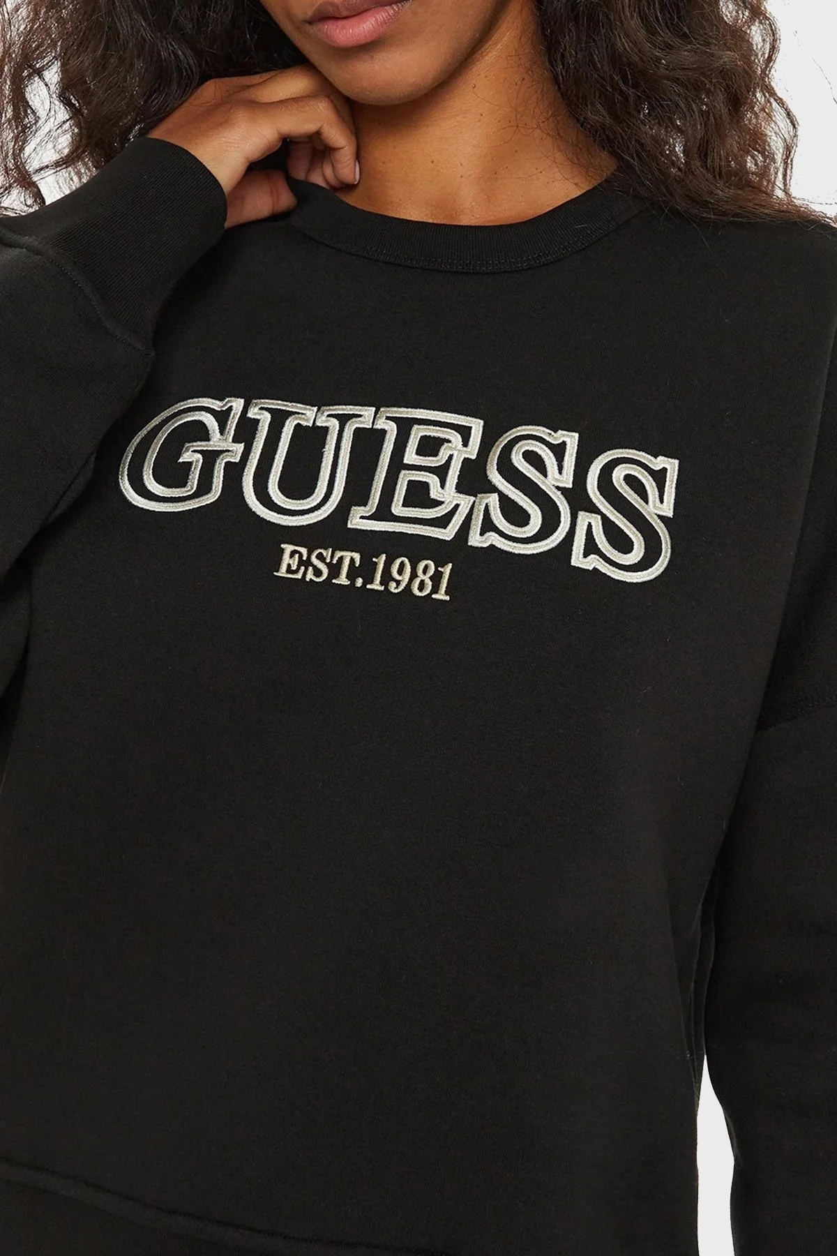 Guess Midge Pamuklu Bisiklet Yaka Regular Fit V4BQ03KCHX0 Bayan Sweat V4BQ03 KCHX0 JBLK SİYAH - 4