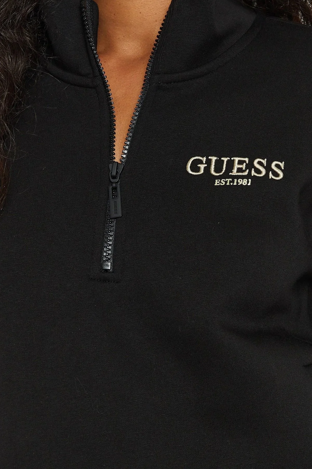Guess Midge Pamuklu Regular Fit Yarım Fermuarlı Dik Yaka V4BQ18KCHX0 Bayan Sweat V4BQ18 KCHX0 JBLK SİYAH - 5