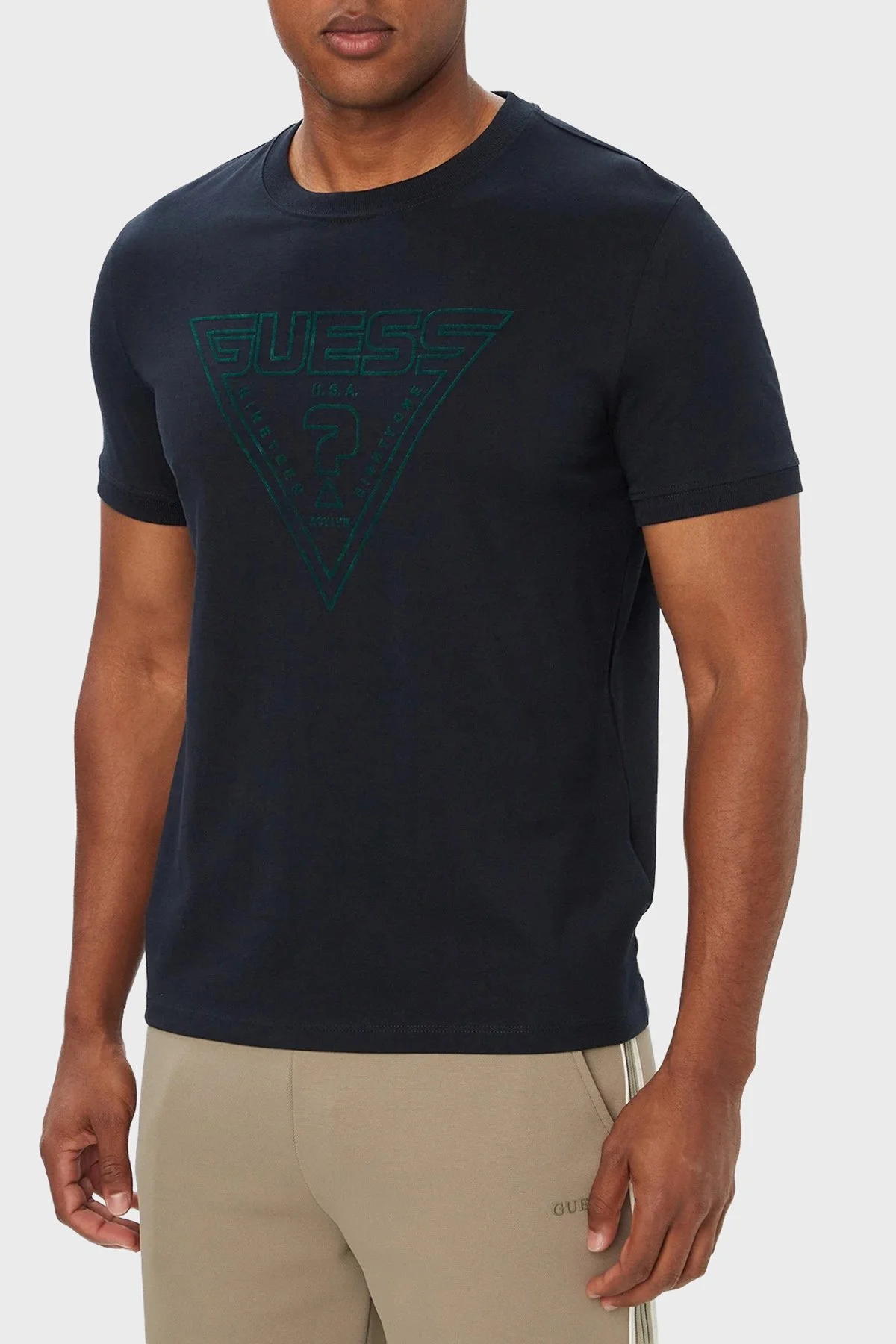 Guess Miken Pamuklu Regular Fit Bisiklet Yaka Z6YI20K5016 Erkek T Shirt Z6YI20 K5016 A73L Lacivert-beyaz - 3