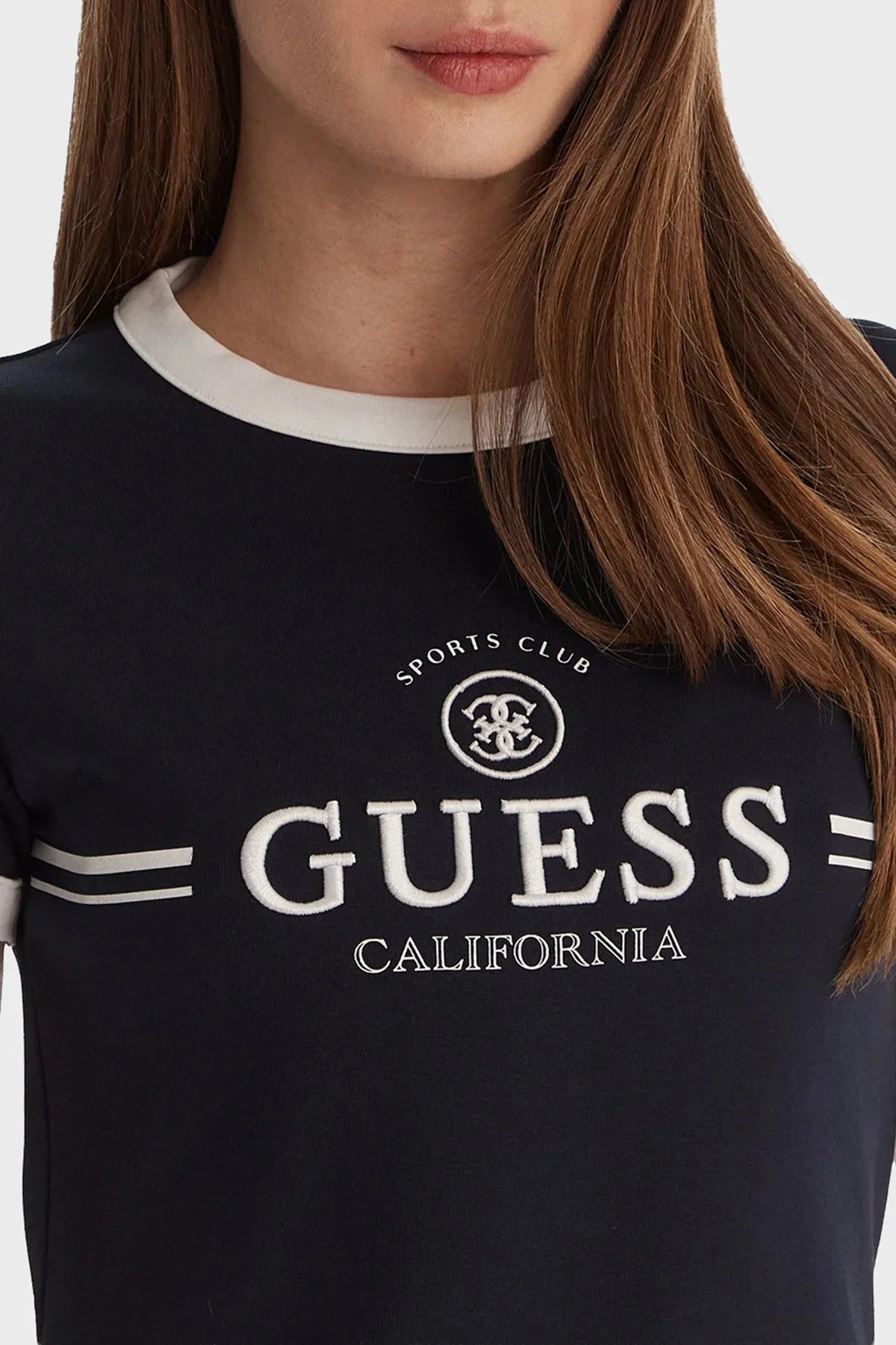 Guess Mila Pamuklu Fitted Fit Bisiklet Yaka Mini V6GK05K2988 Bayan Elbise V6GK05 K2988 A71W LACİVERT - 4